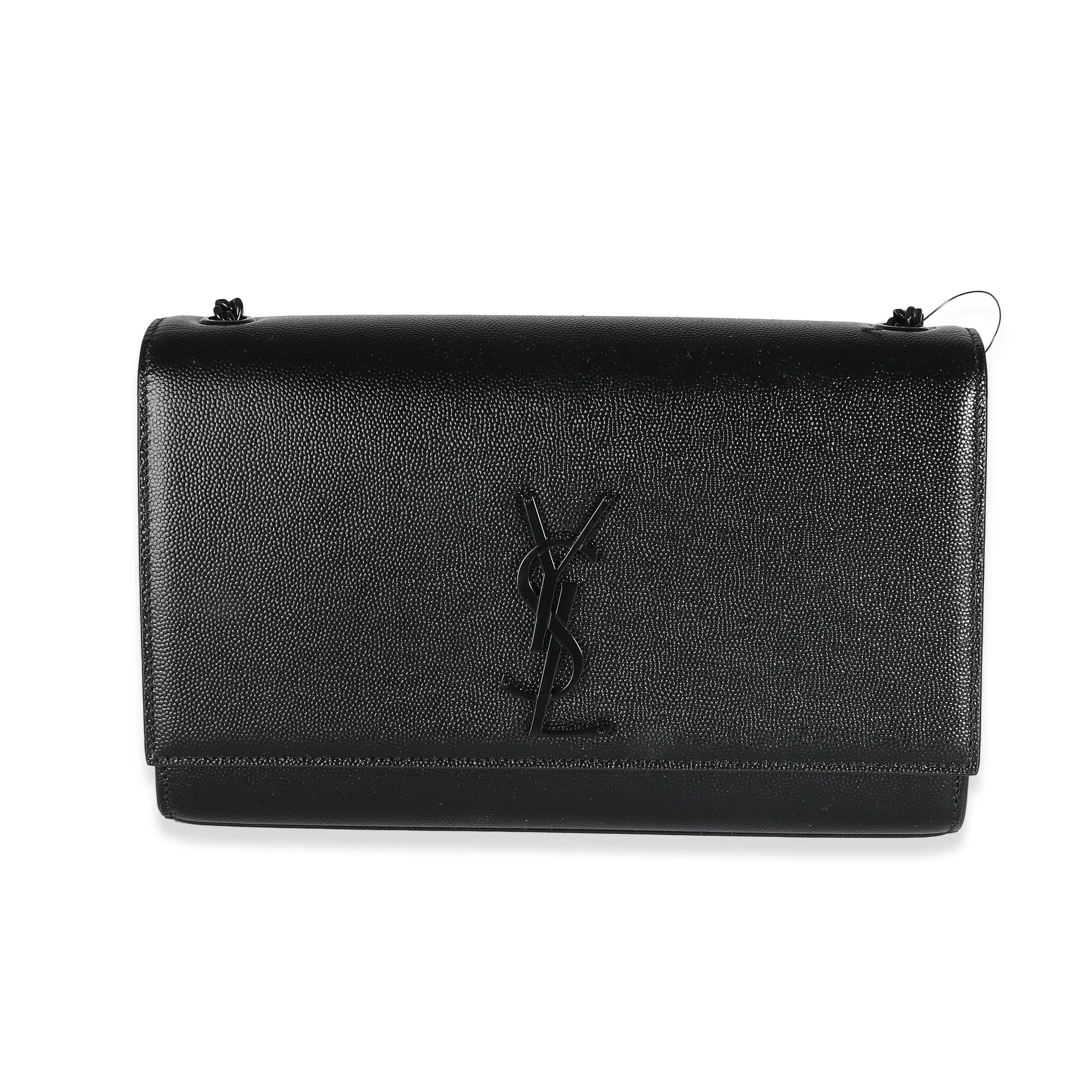 Saint Laurent YSL Black Grain De Poudre Monochrome Medium Kate Chain Bag