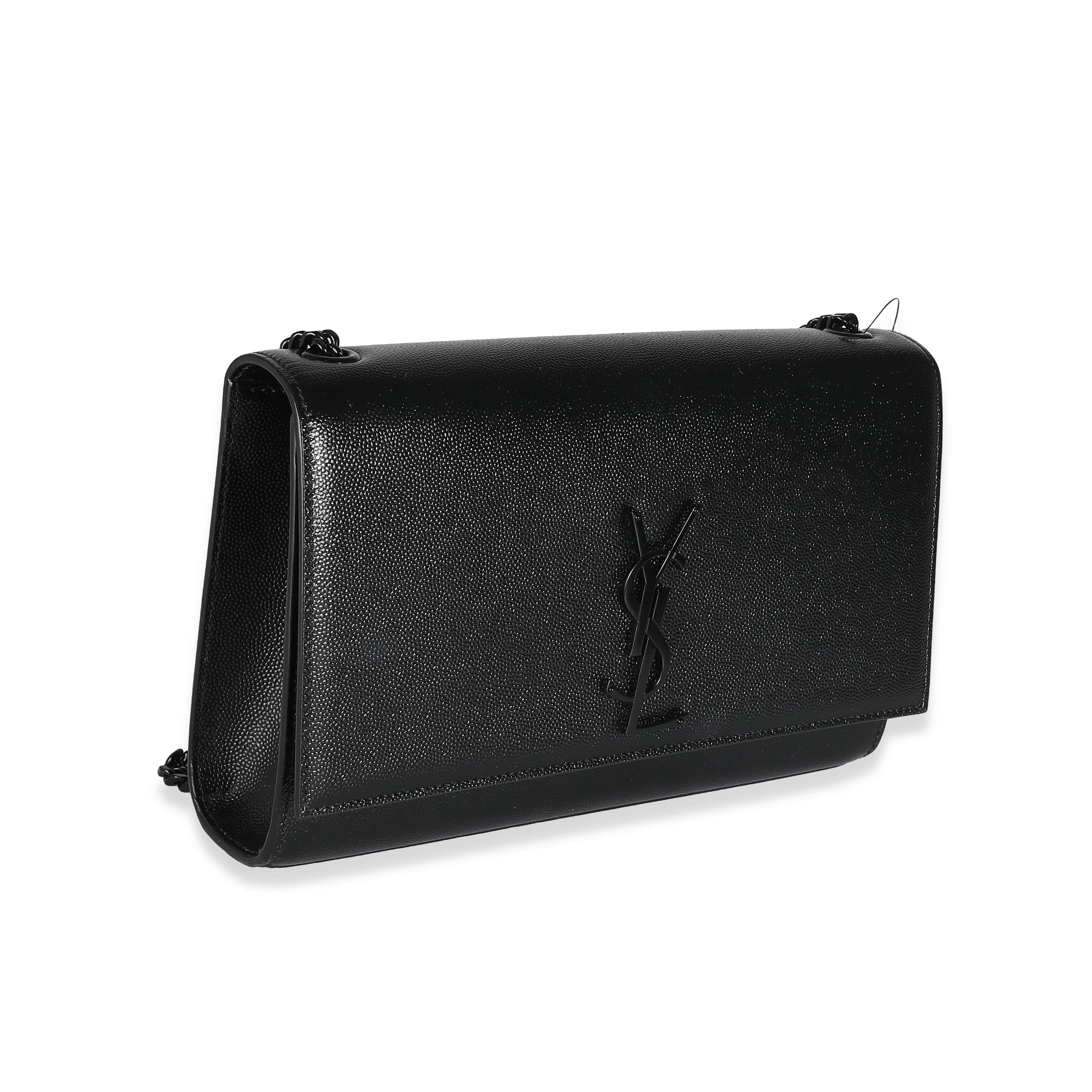 Saint Laurent YSL Black Grain De Poudre Monochrome Medium Kate Chain Bag