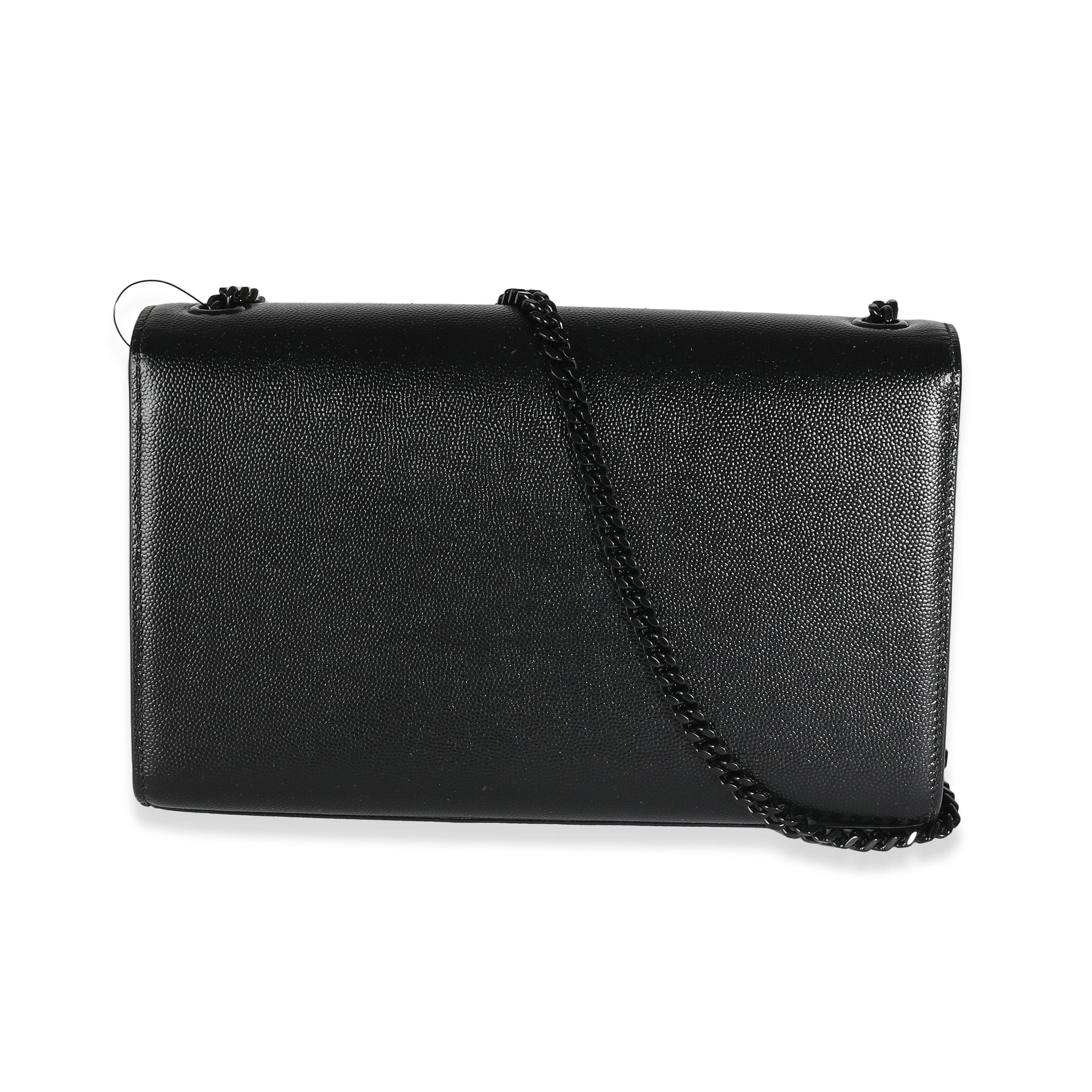 Saint Laurent YSL Black Grain De Poudre Monochrome Medium Kate Chain Bag