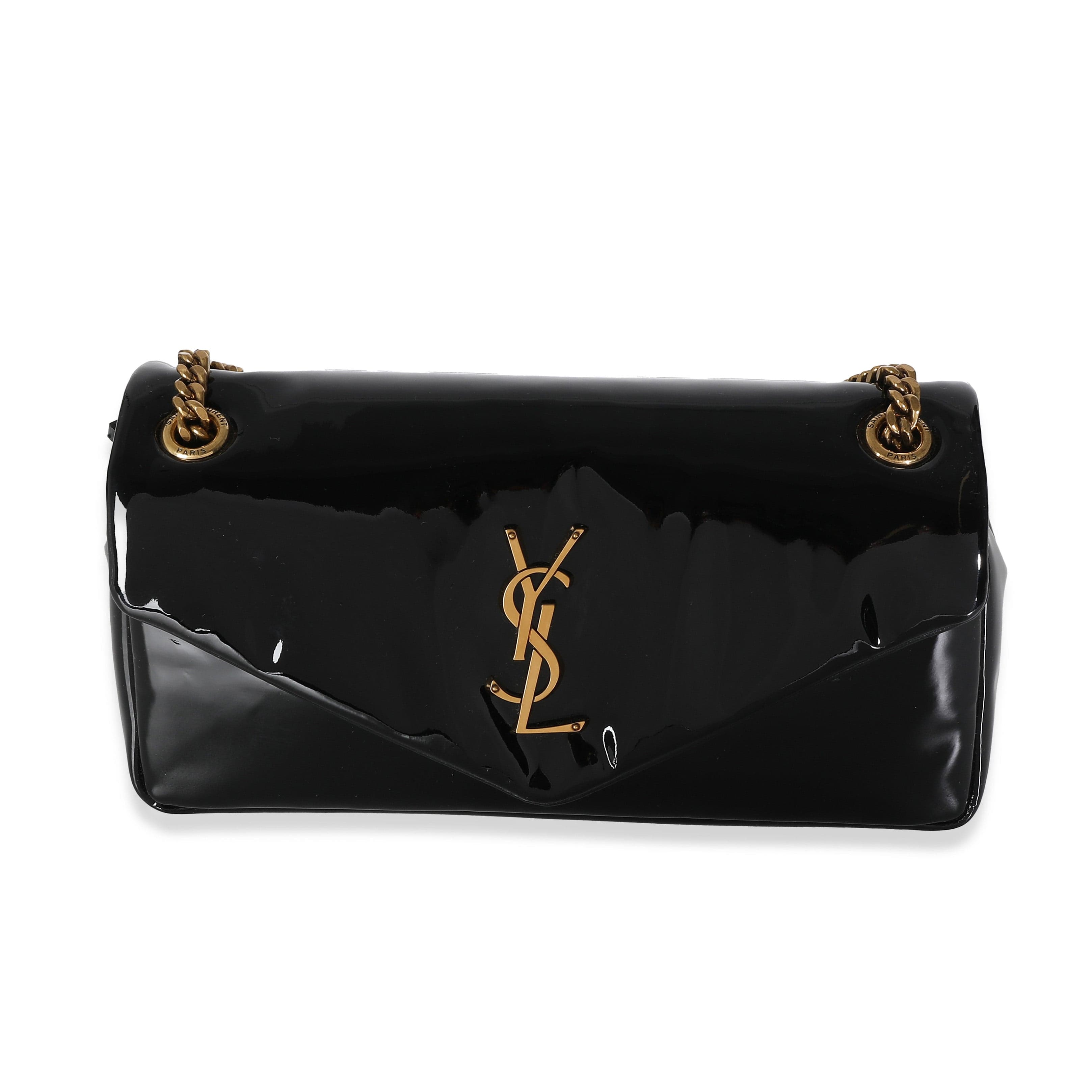 Saint Laurent YSL Black Patent Medium Calypso Chain Bag