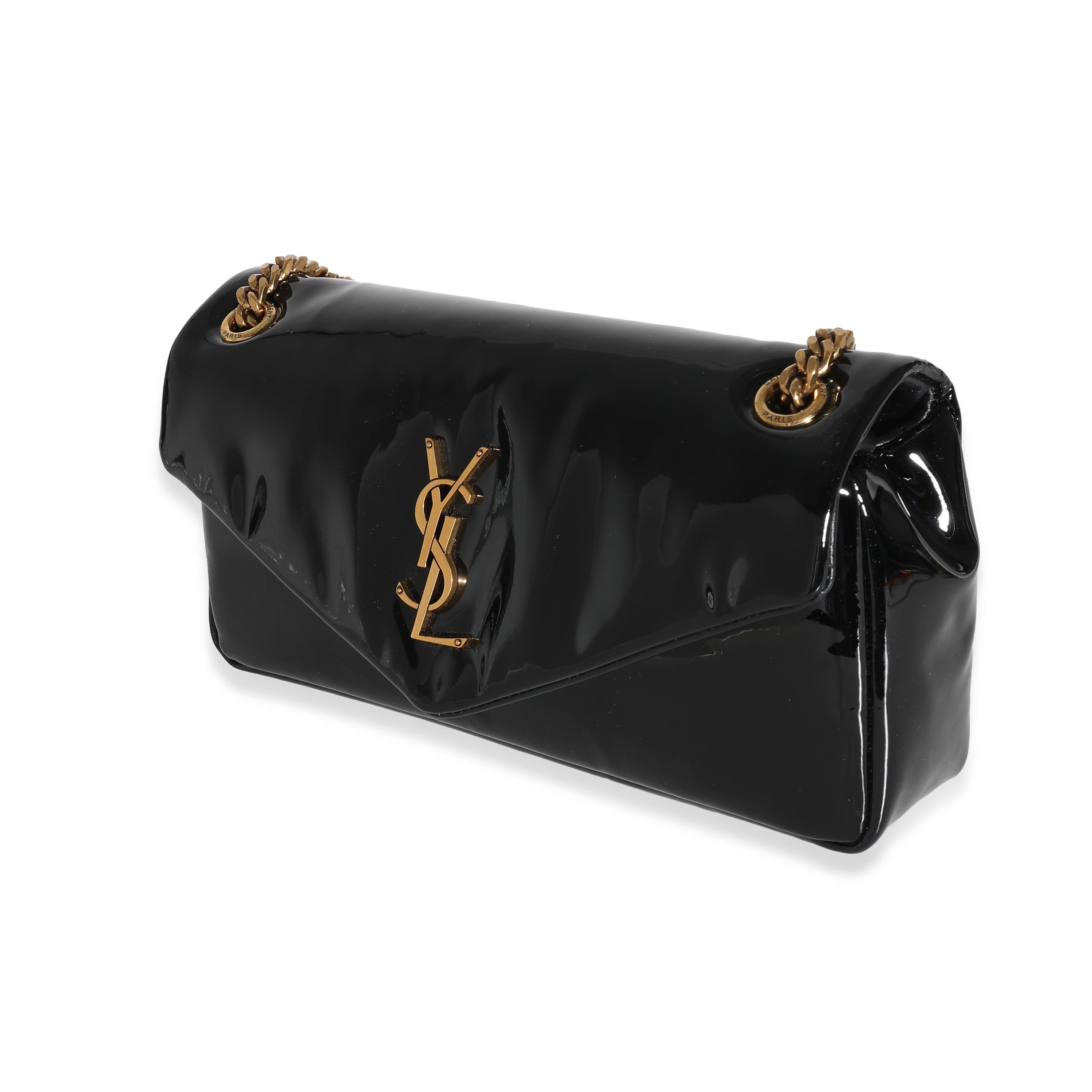 Saint Laurent YSL Black Patent Medium Calypso Chain Bag