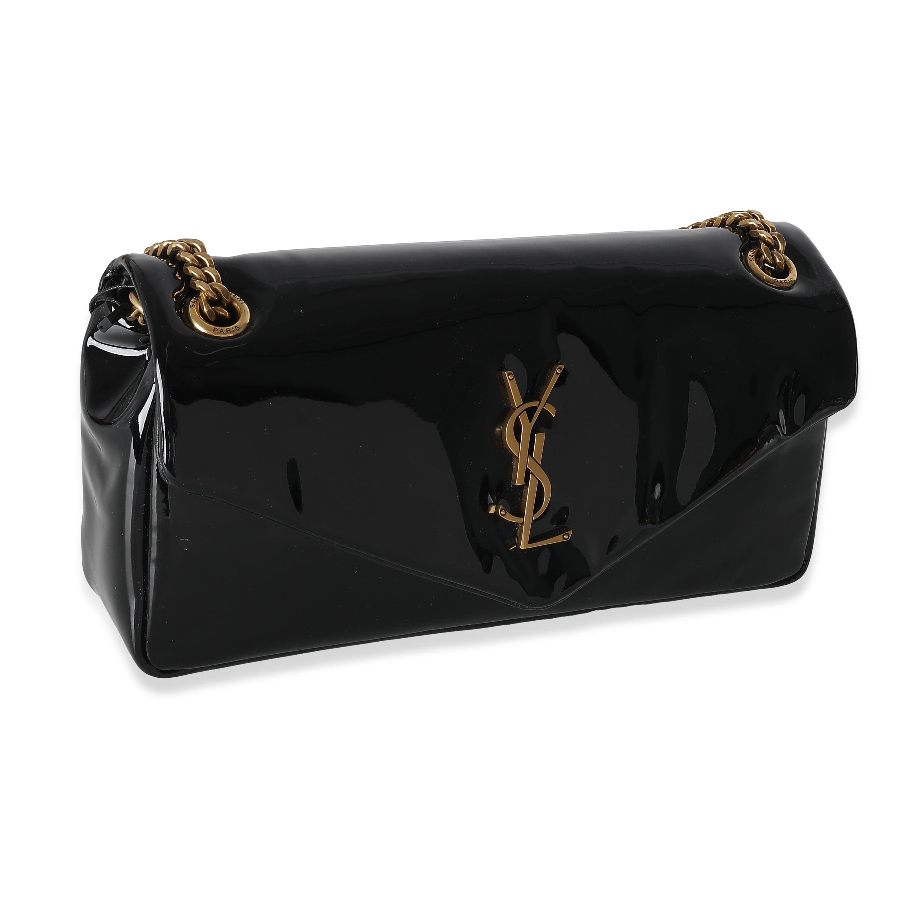 Saint Laurent YSL Black Patent Medium Calypso Chain Bag