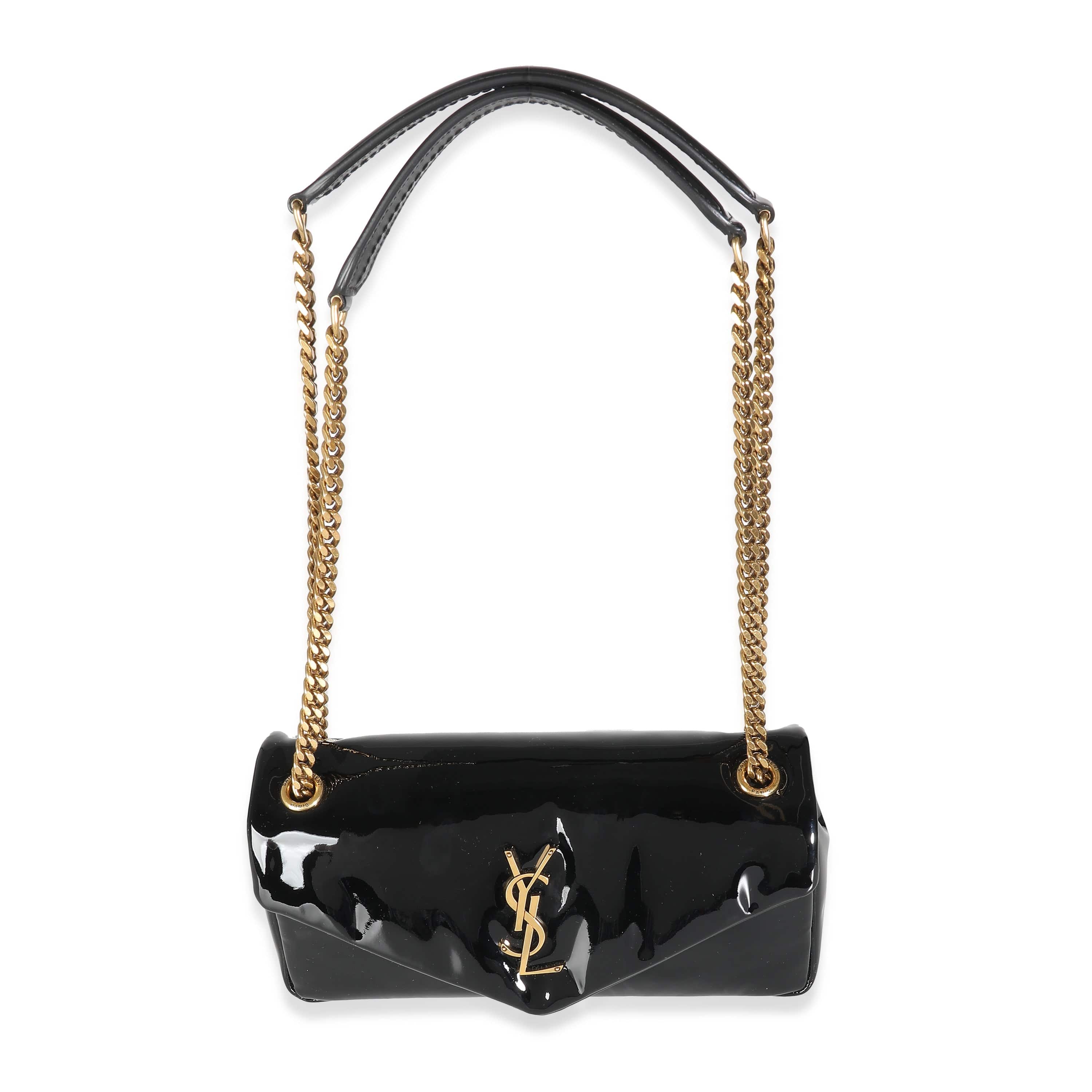 Saint Laurent YSL Black Patent Medium Calypso Chain Bag