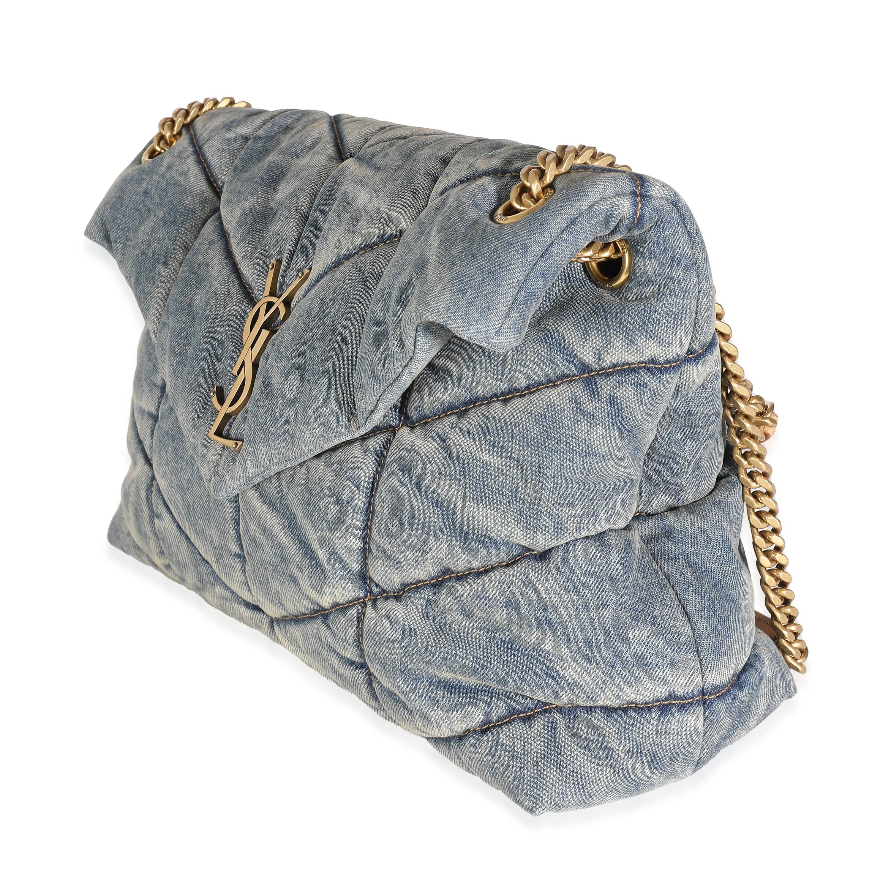 Saint Laurent YSL Blue Denim Medium Puffer Bag