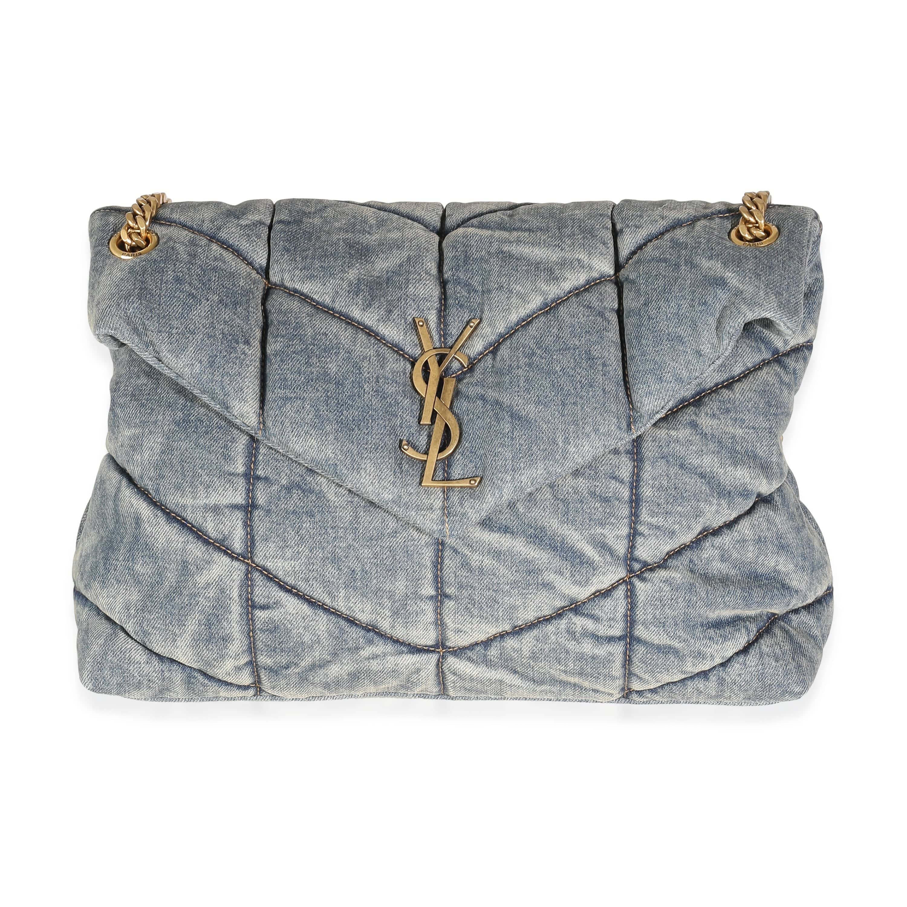 Saint Laurent YSL Blue Denim Medium Puffer Bag