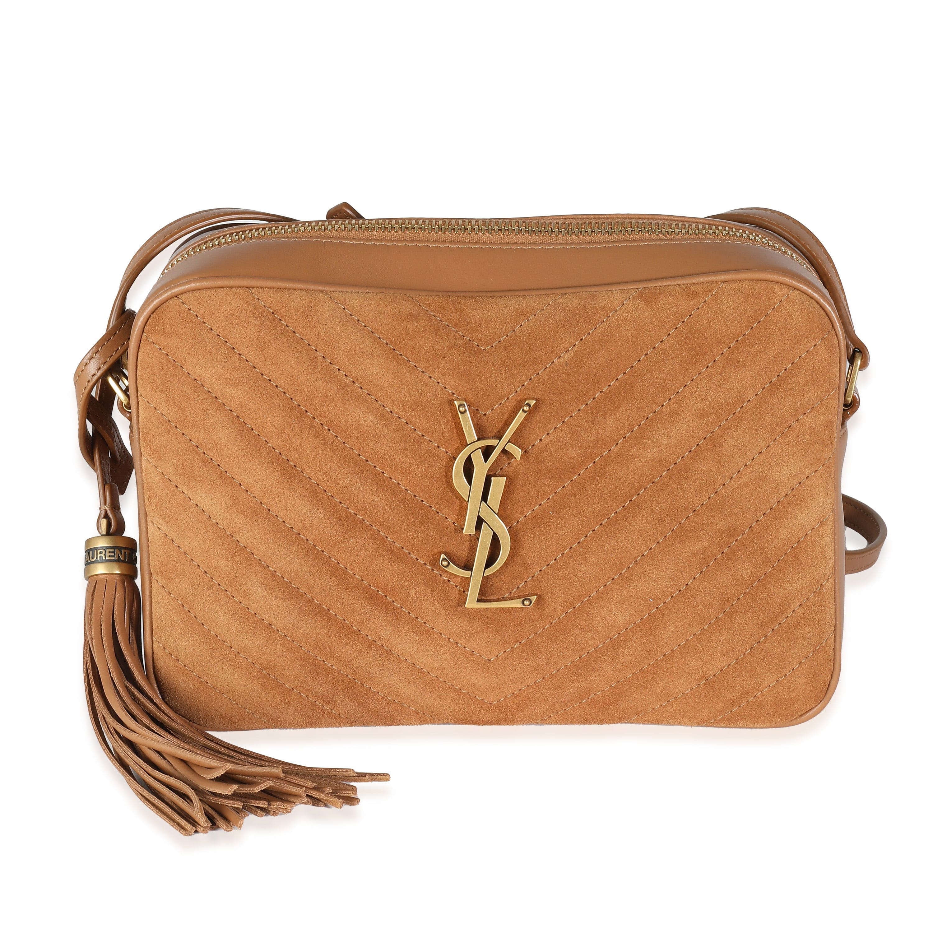 Saint Laurent YSL Cinnamon Matelasse Suede Lou Camera Bag