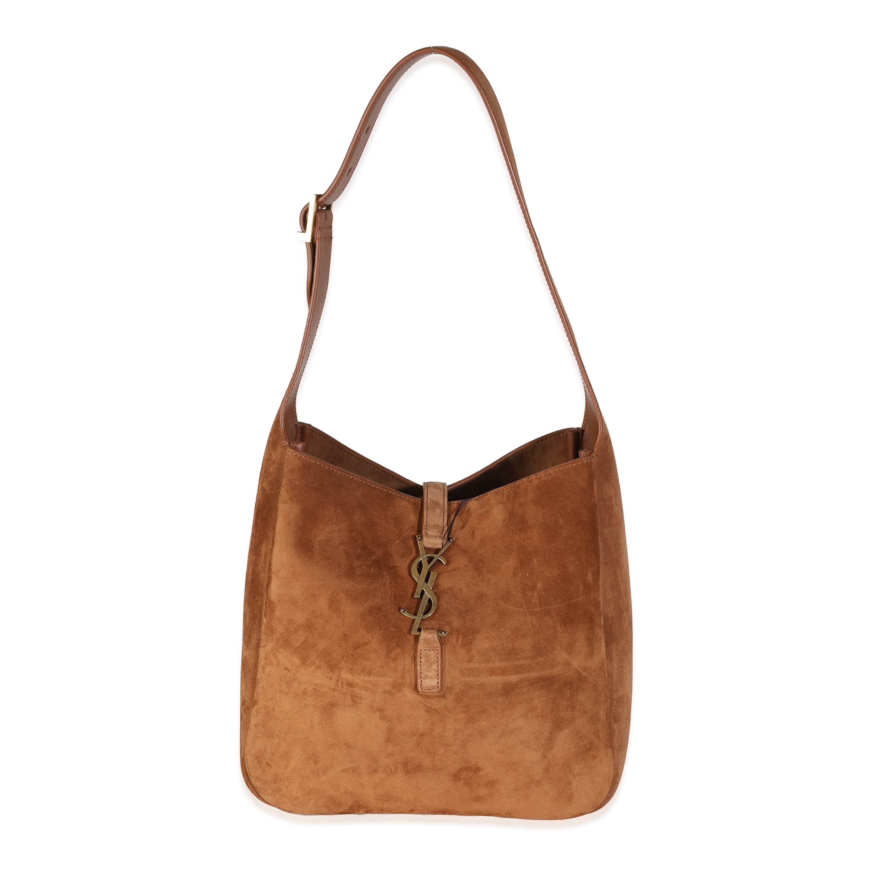 Saint Laurent Yves Saint Laurent Brown Caramel Suede Le 5 A 7 Soft Hobo