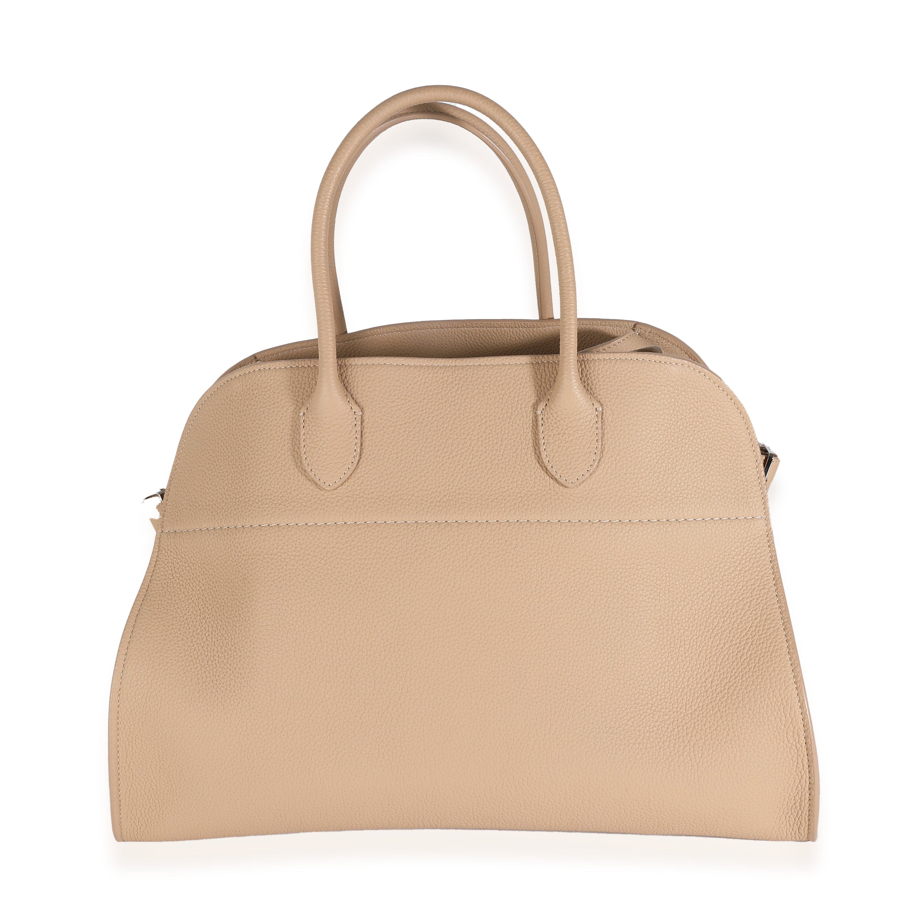 The Row Dark Taupe Matte Grained Calfskin Soft Margaux 15 Bag