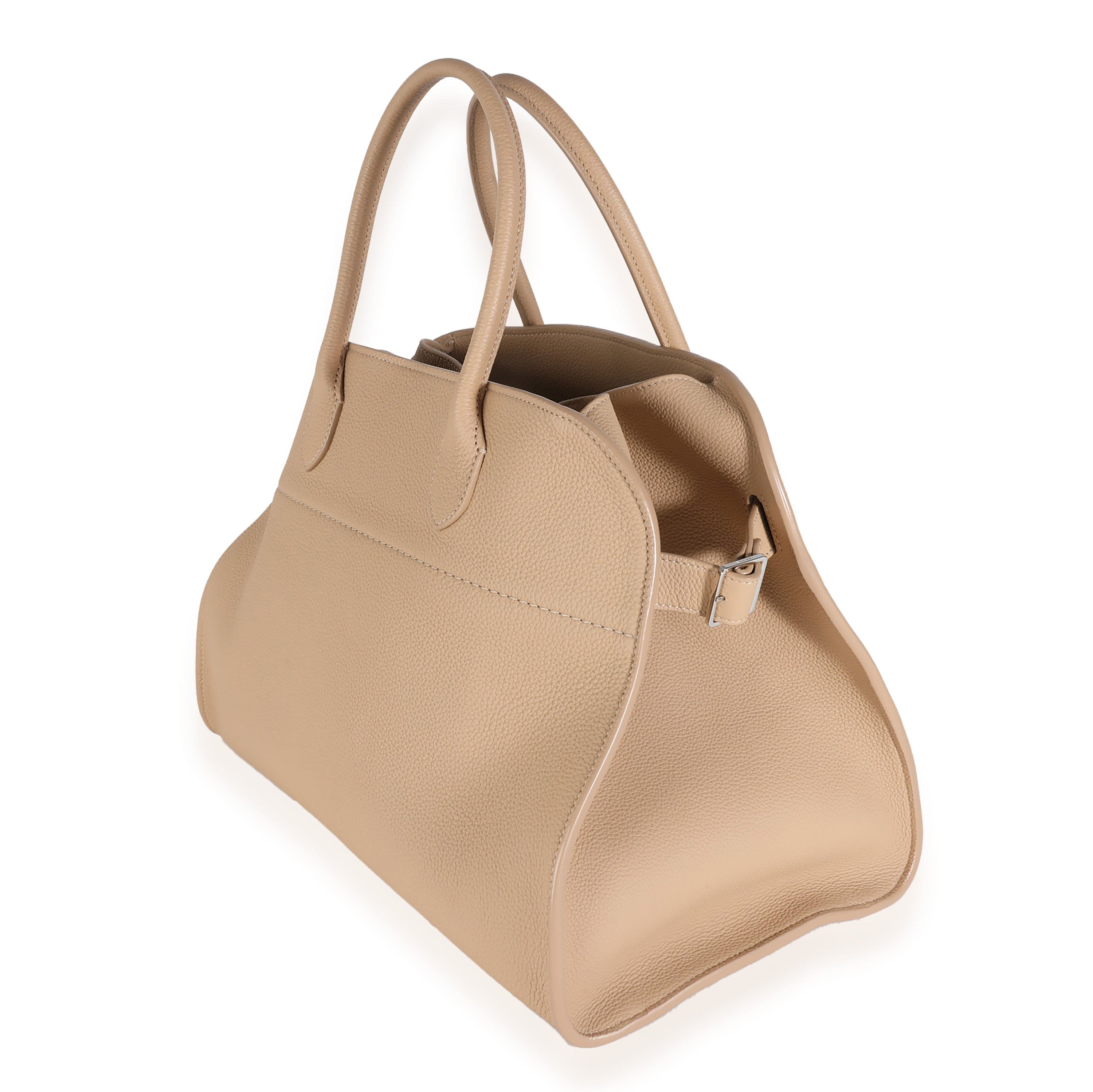 The Row Dark Taupe Matte Grained Calfskin Soft Margaux 15 Bag