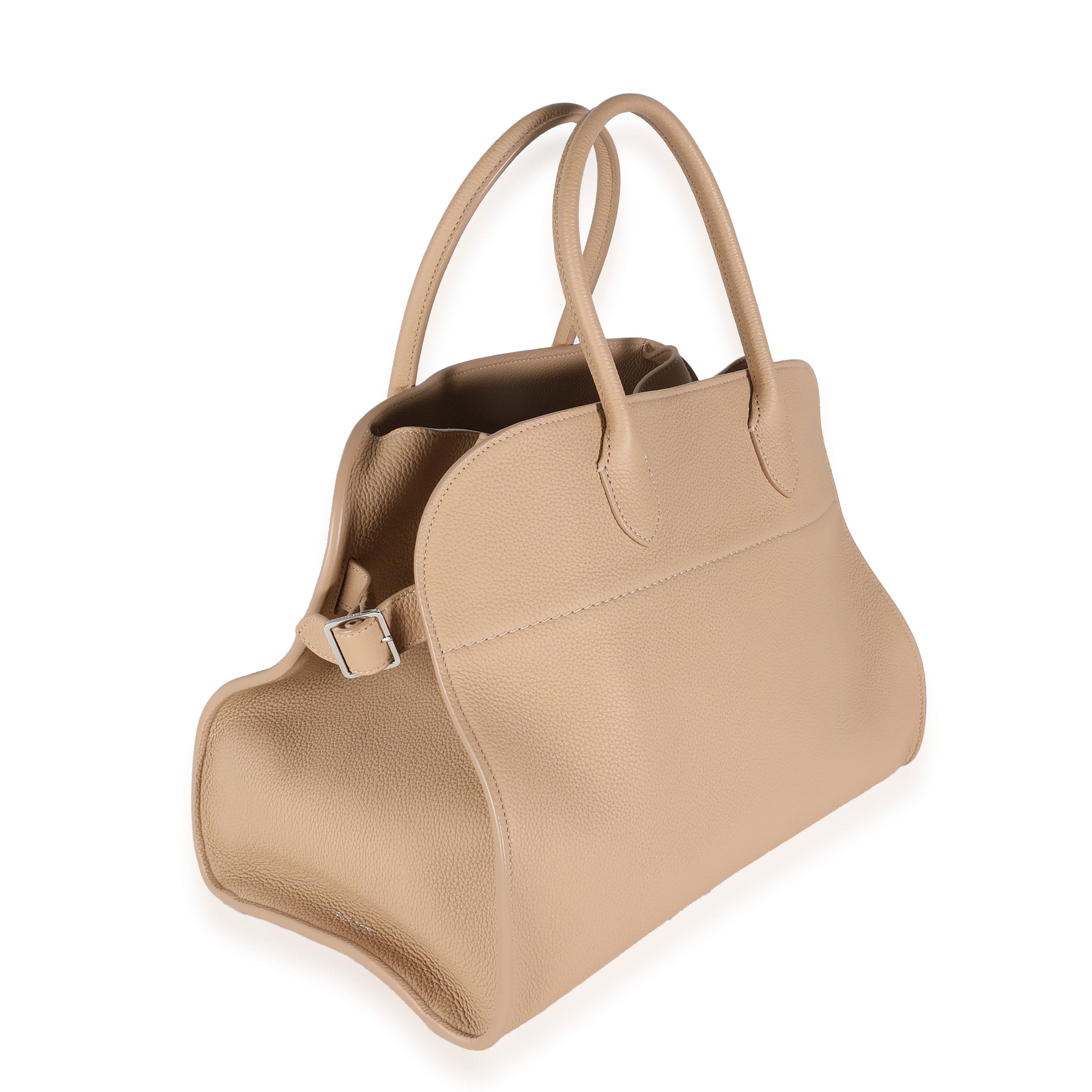 The Row Dark Taupe Matte Grained Calfskin Soft Margaux 15 Bag