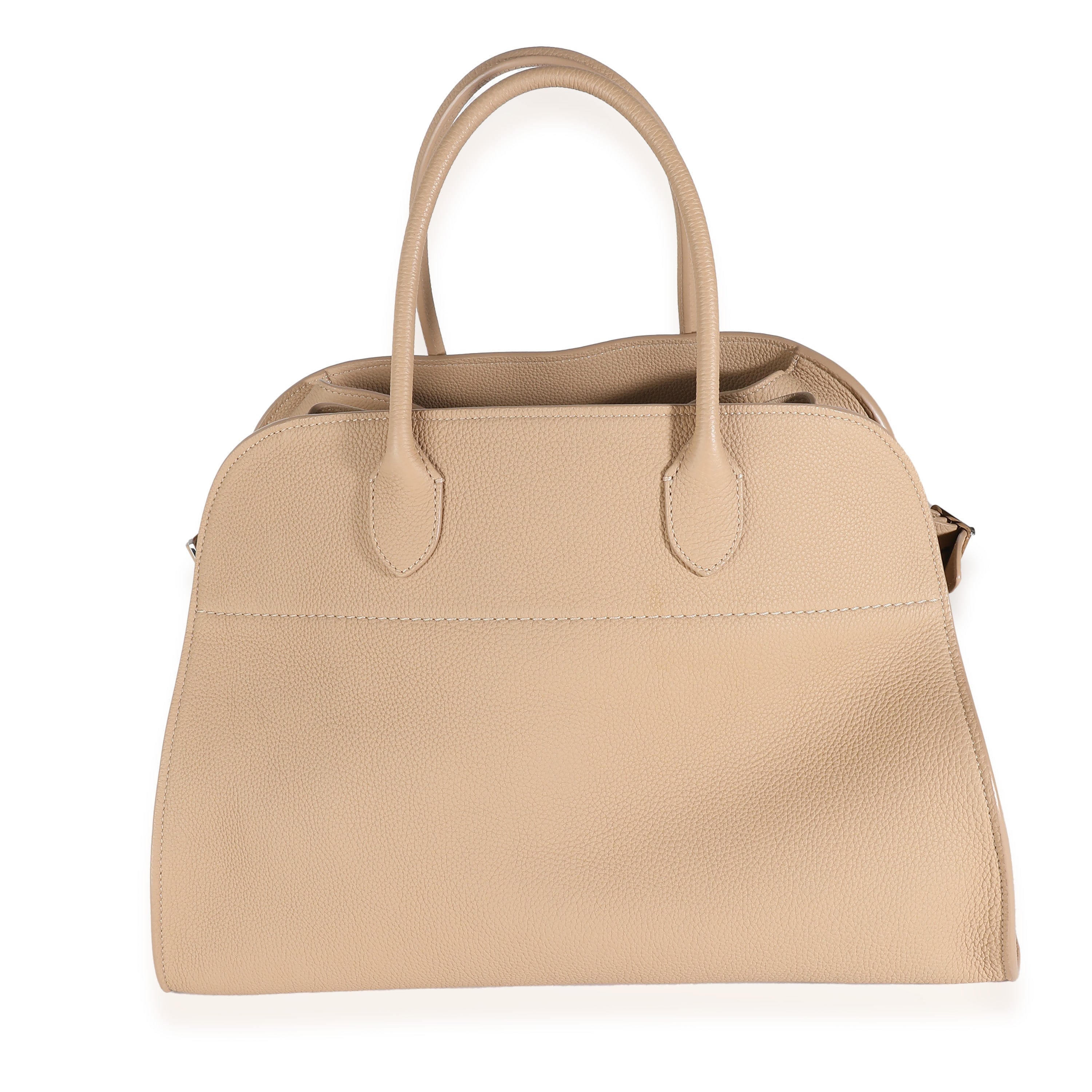 The Row Dark Taupe Matte Grained Calfskin Soft Margaux 15 Bag