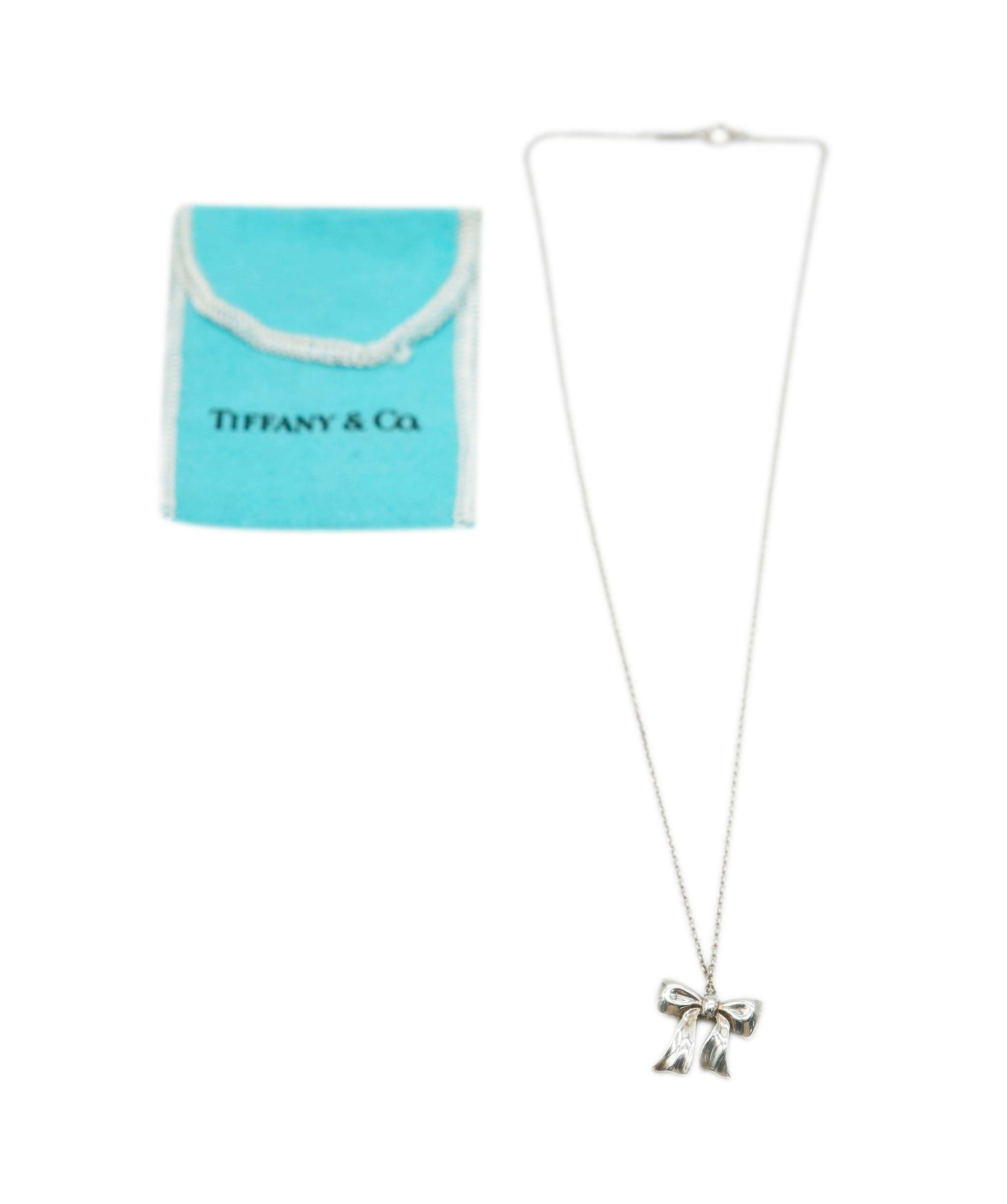 Tiffany Tiffany and co silver bow pendant necklace ALC0587