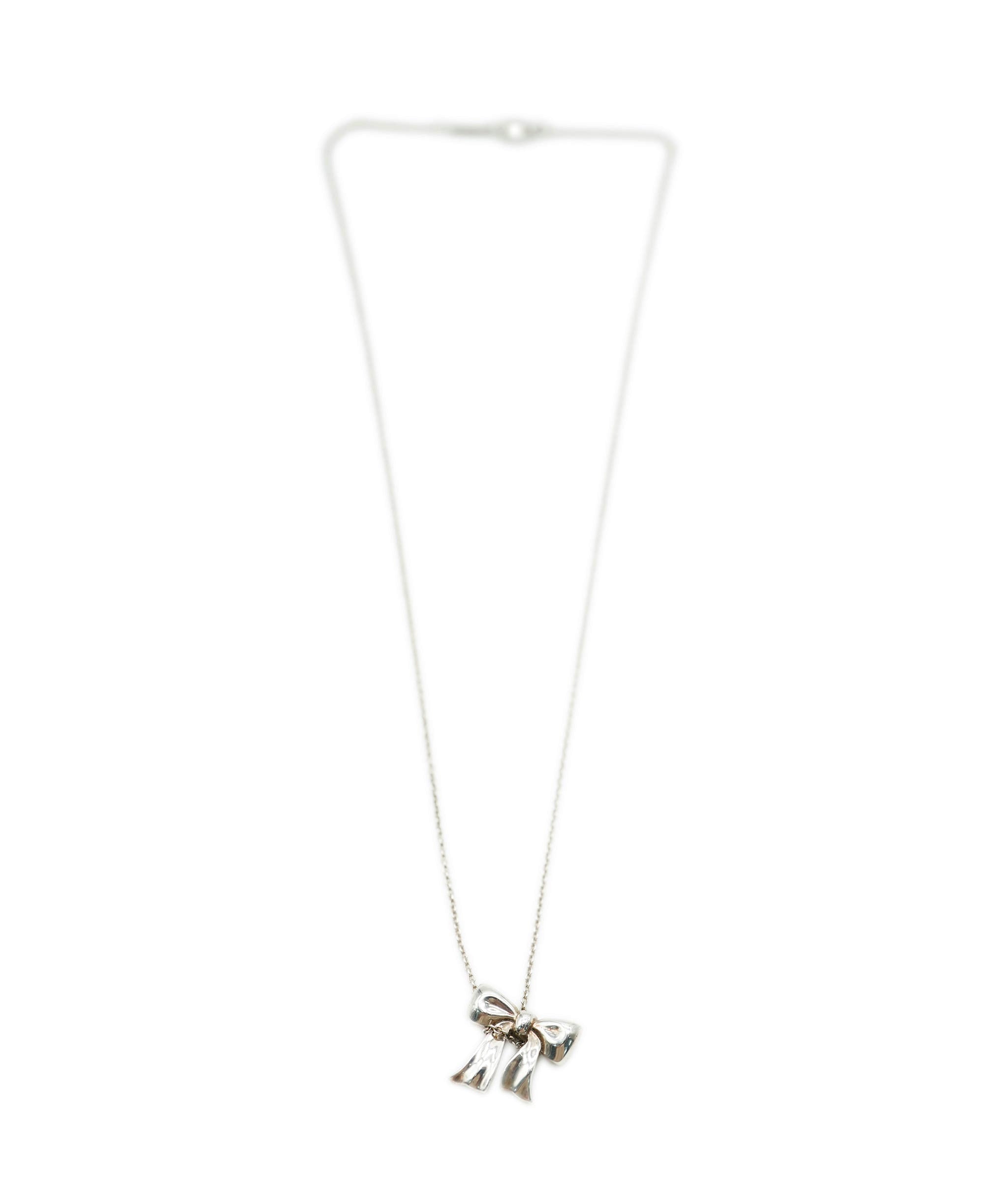 Tiffany Tiffany and co silver bow pendant necklace ALC0587