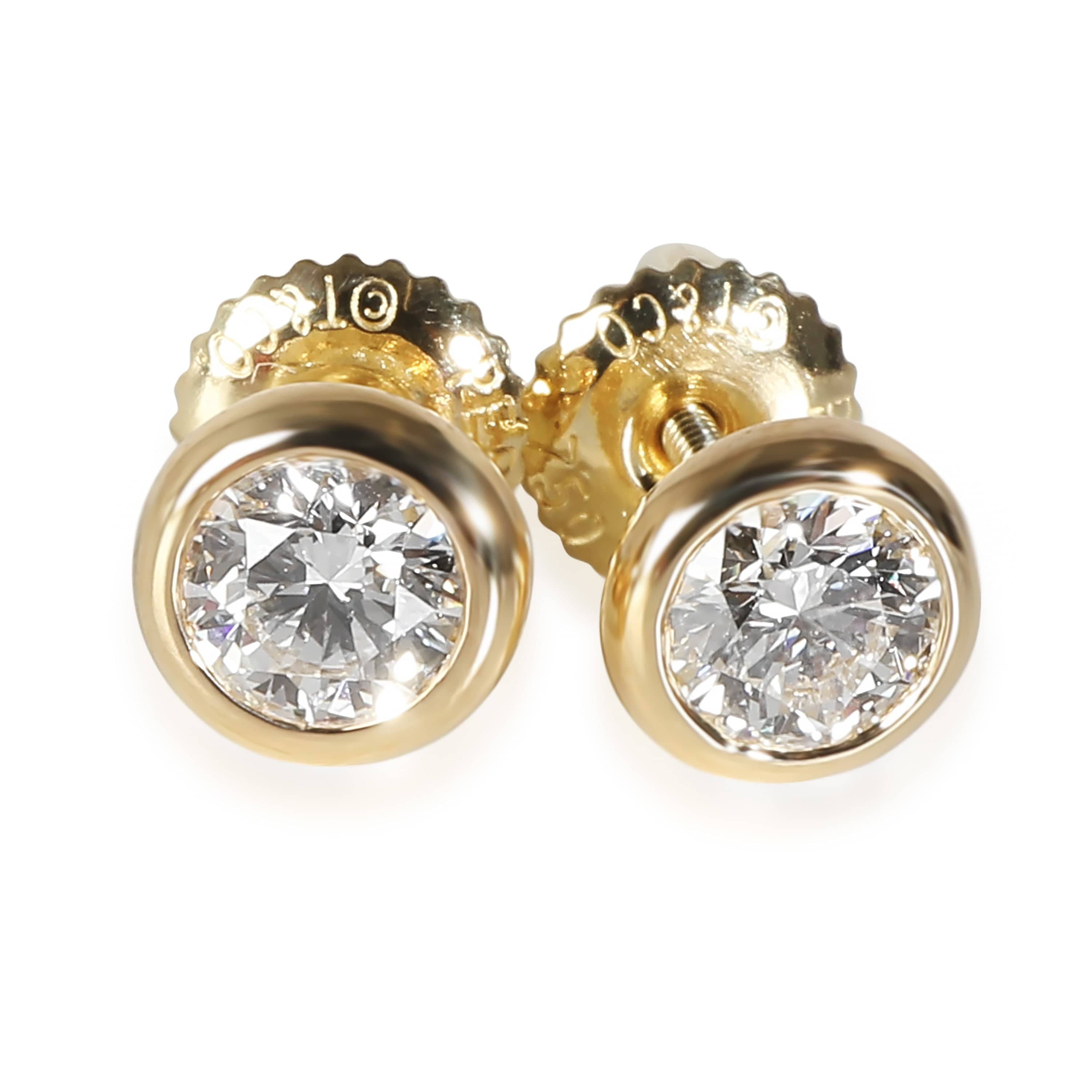 Tiffany & Co. Elsa Peretti Diamond Stud Earrings in 18k Yellow Gold 0.70 CTW