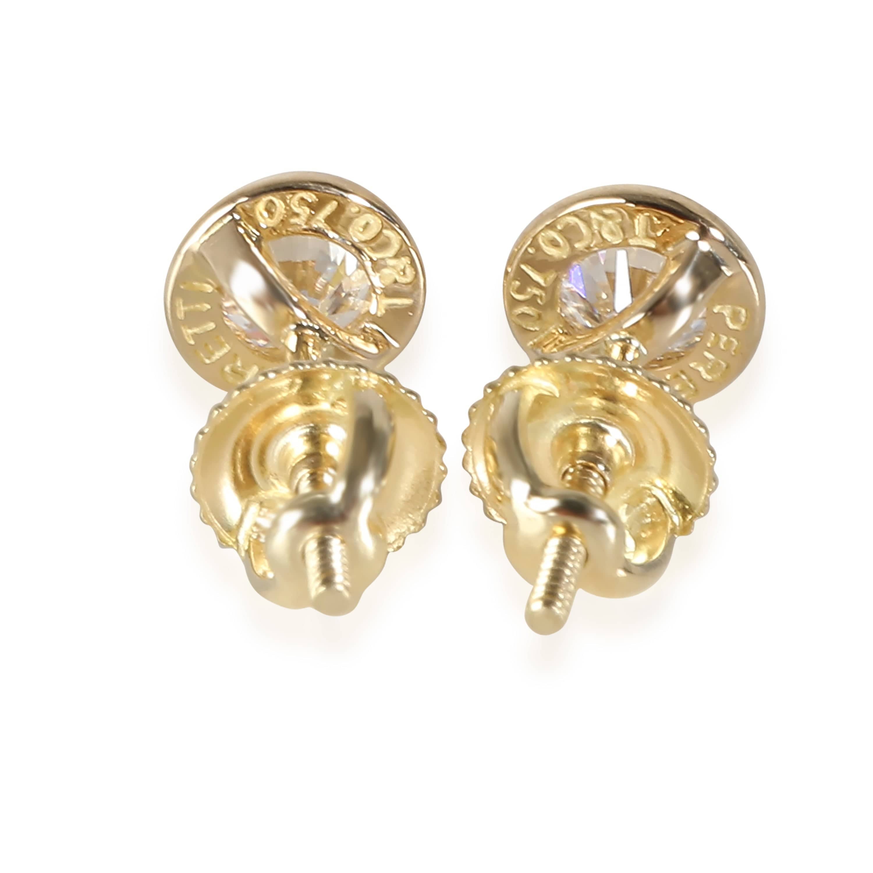 Tiffany & Co. Elsa Peretti Diamond Stud Earrings in 18k Yellow Gold 0.70 CTW