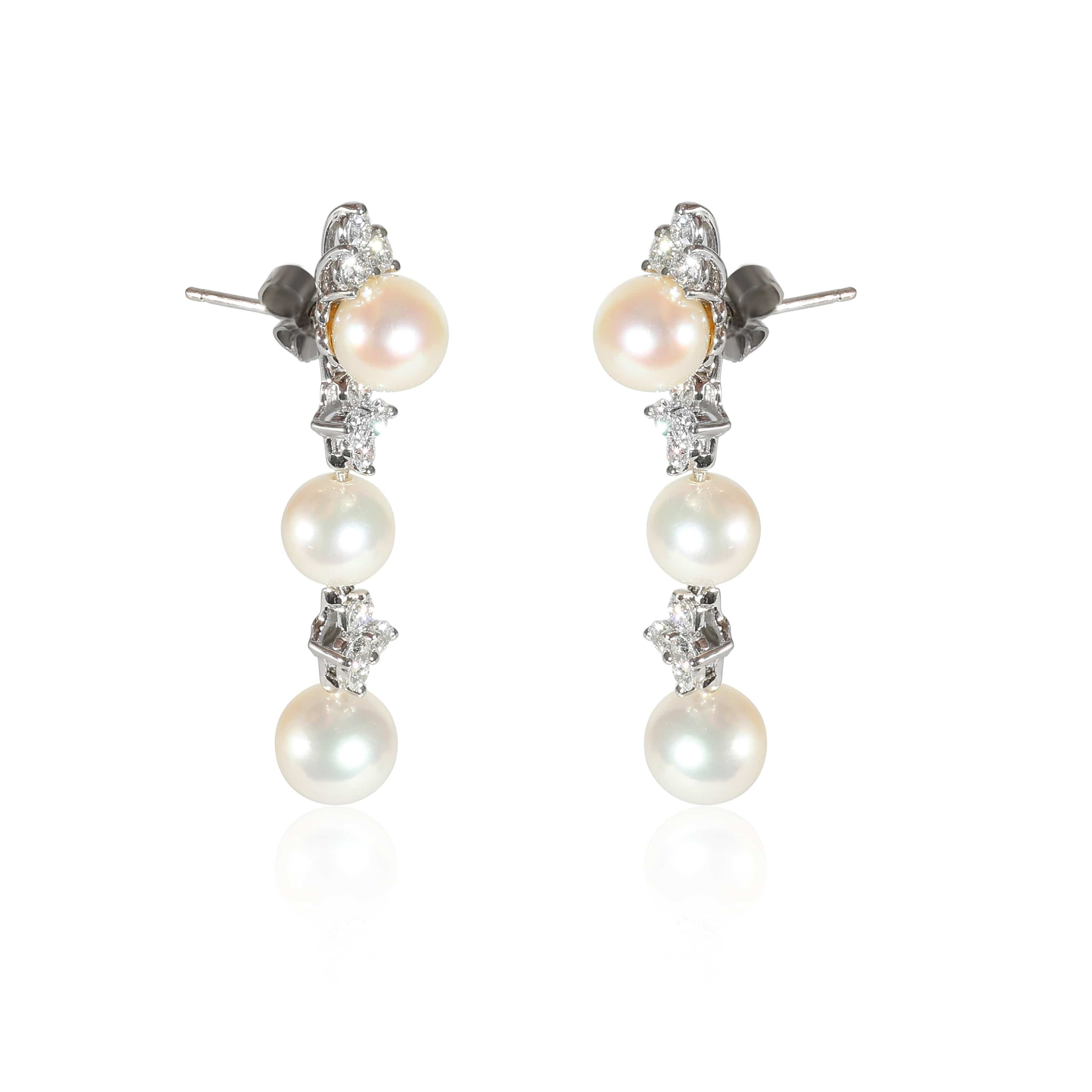 Tiffany & Co. Tiffany & Co. Aria Pearl Earrings with Jackets in Platinum 0.62 CTW