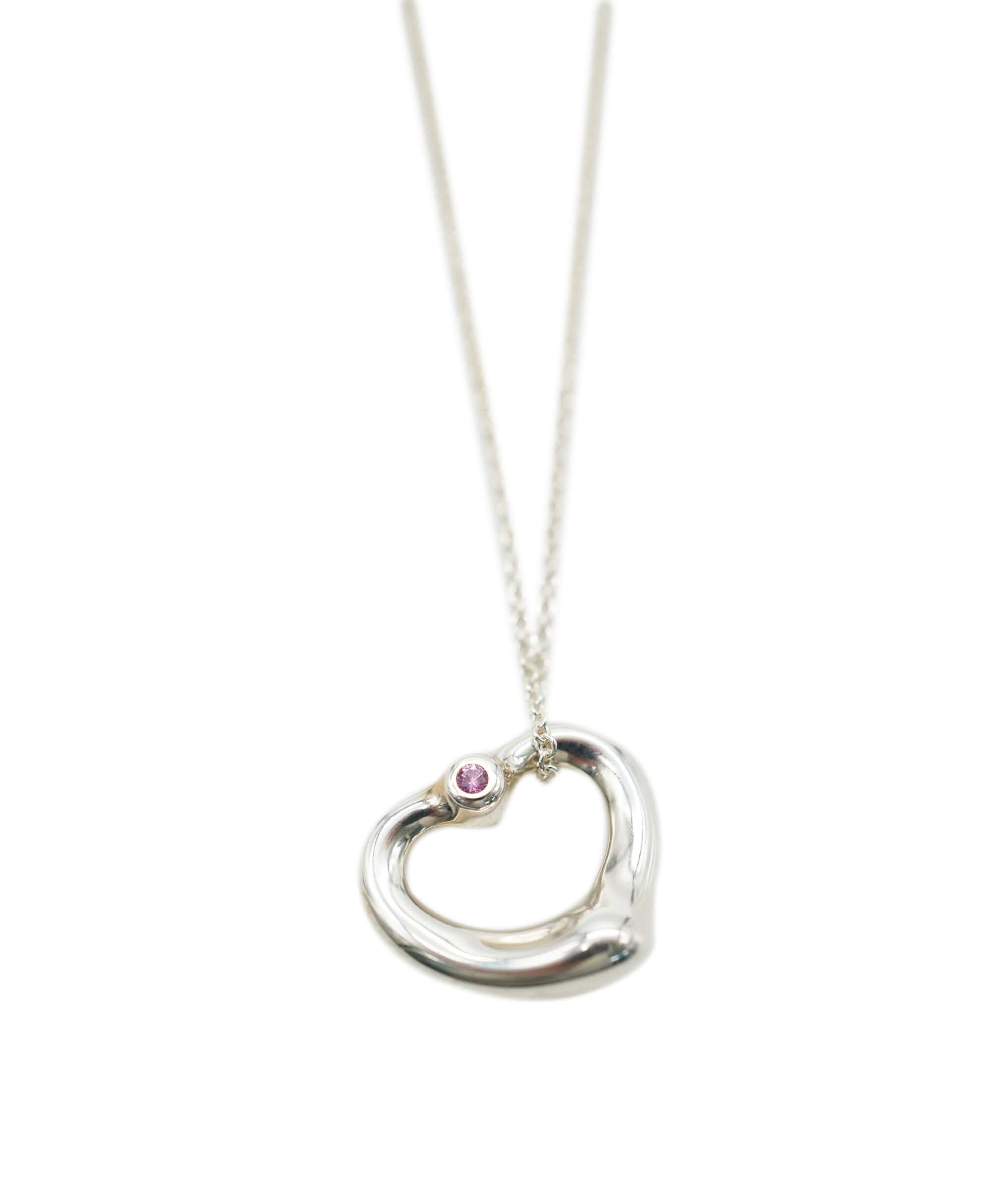 Tiffany & Co. Tiffany & Co. Pink sapphire silver open heart pendant necklace AHL1082