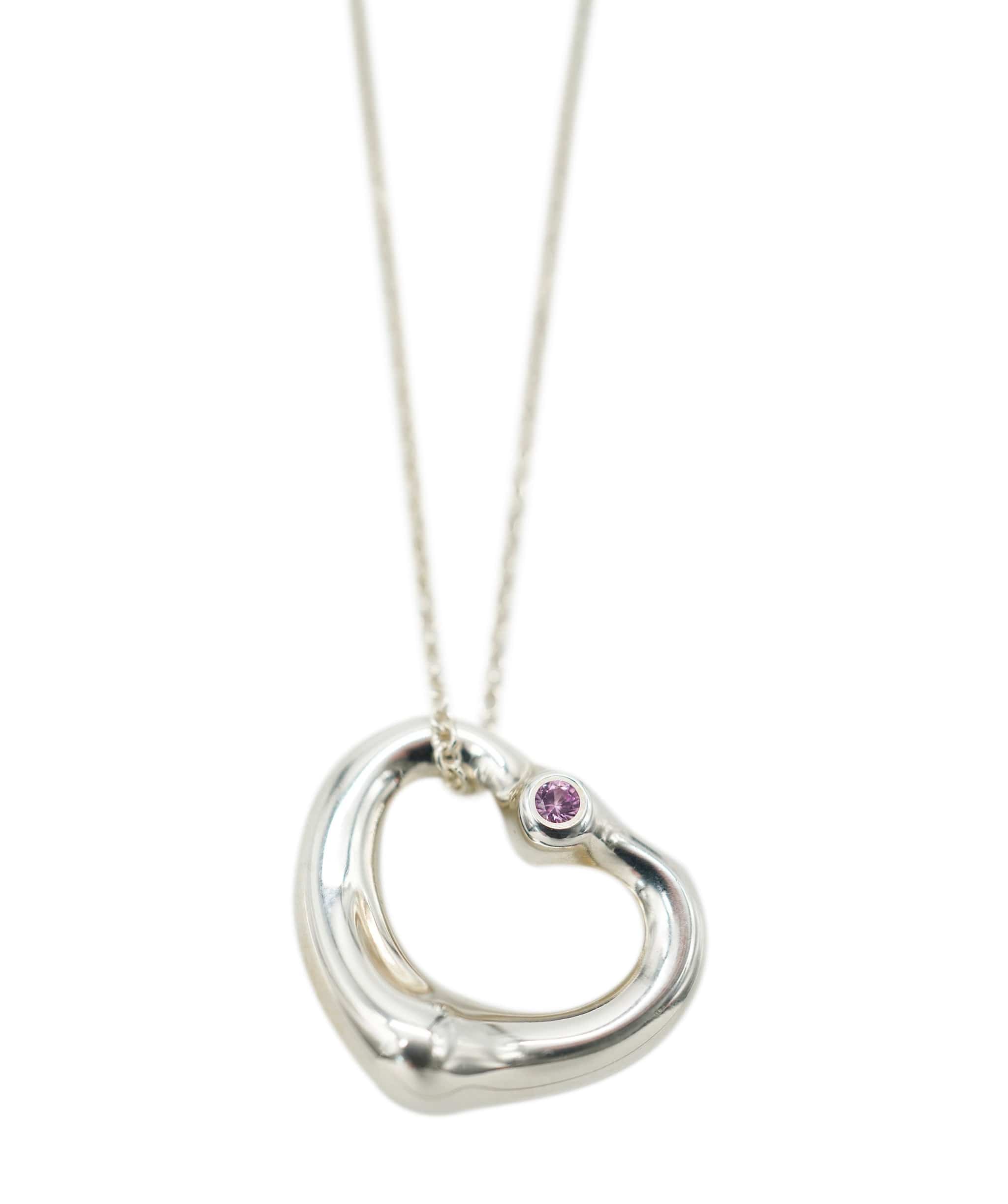 Tiffany & Co. Tiffany & Co. Pink sapphire silver open heart pendant necklace AHL1082