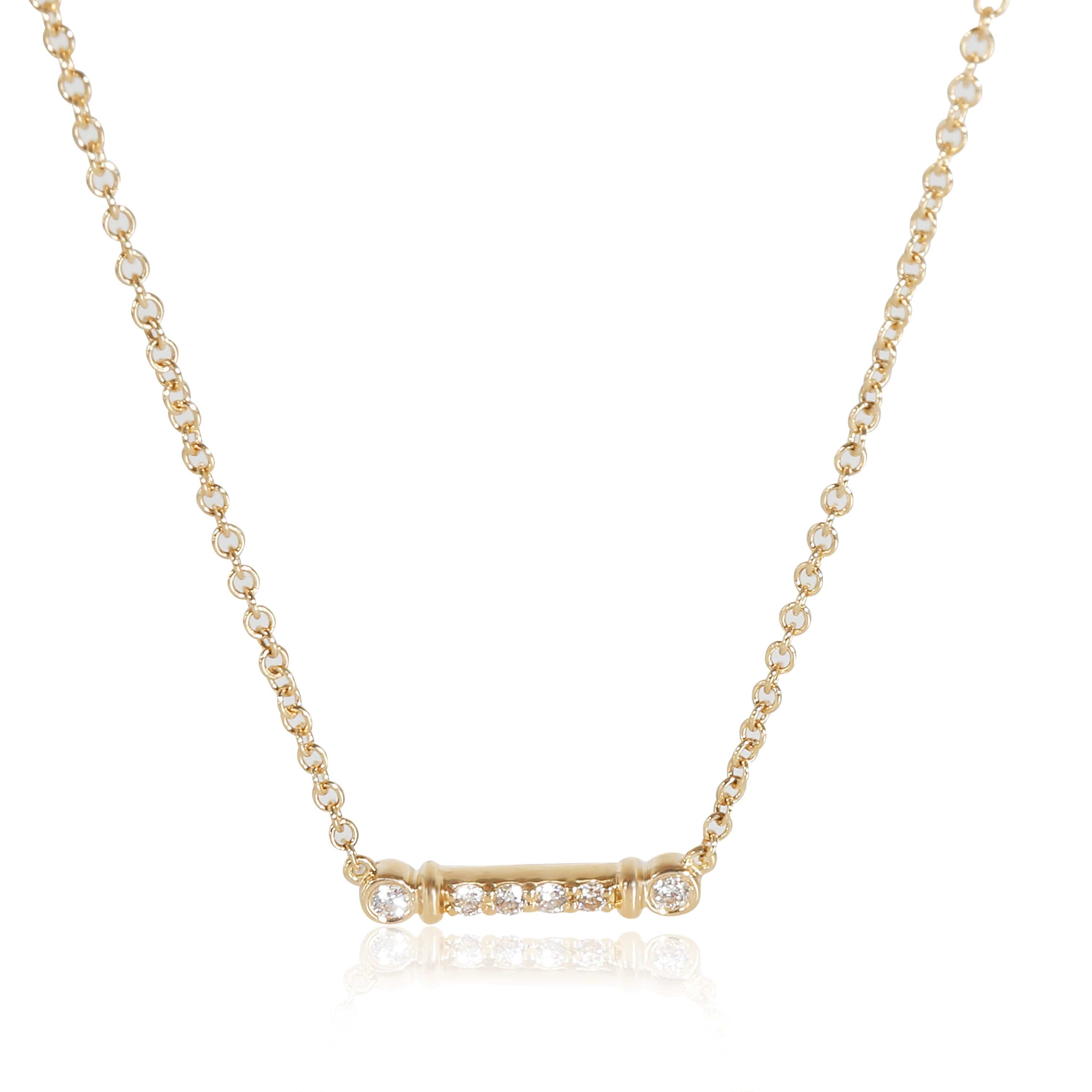 Tiffany & Co. Fleur de Lis Bar Necklace in 18k Yellow Gold 0.04 CTW