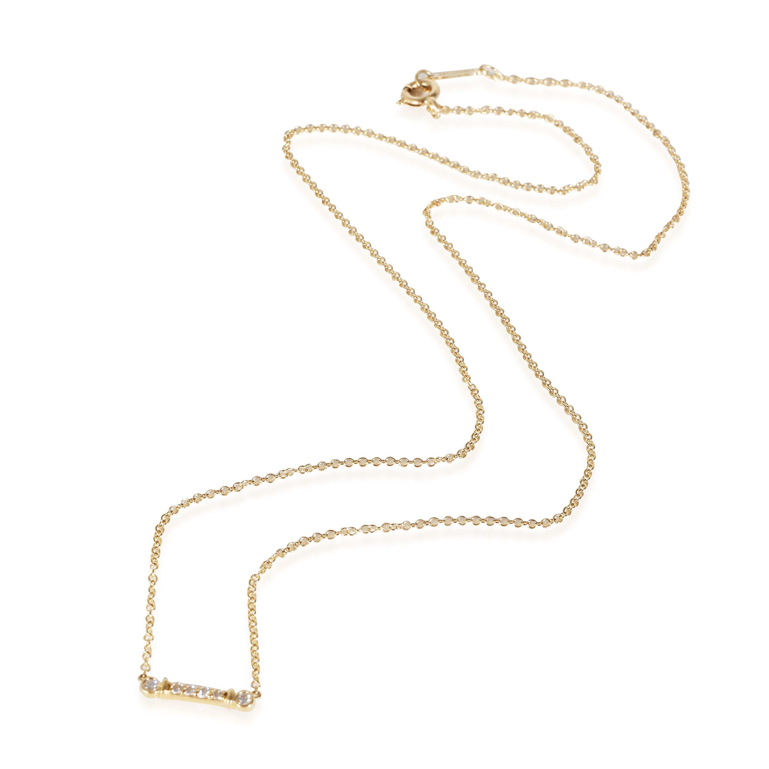 Tiffany & Co. Fleur de Lis Bar Necklace in 18k Yellow Gold 0.04 CTW