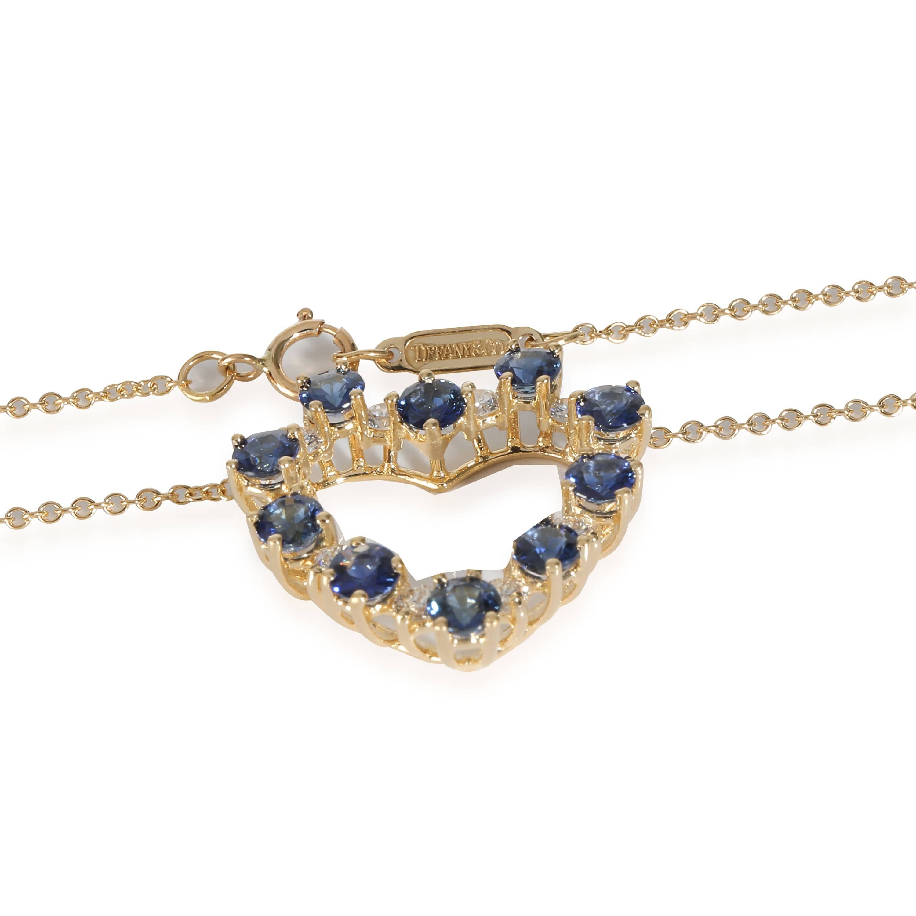 Tiffany & Co. Vintage Sapphire Diamond Fashion Pendant in 18K Yellow Gold