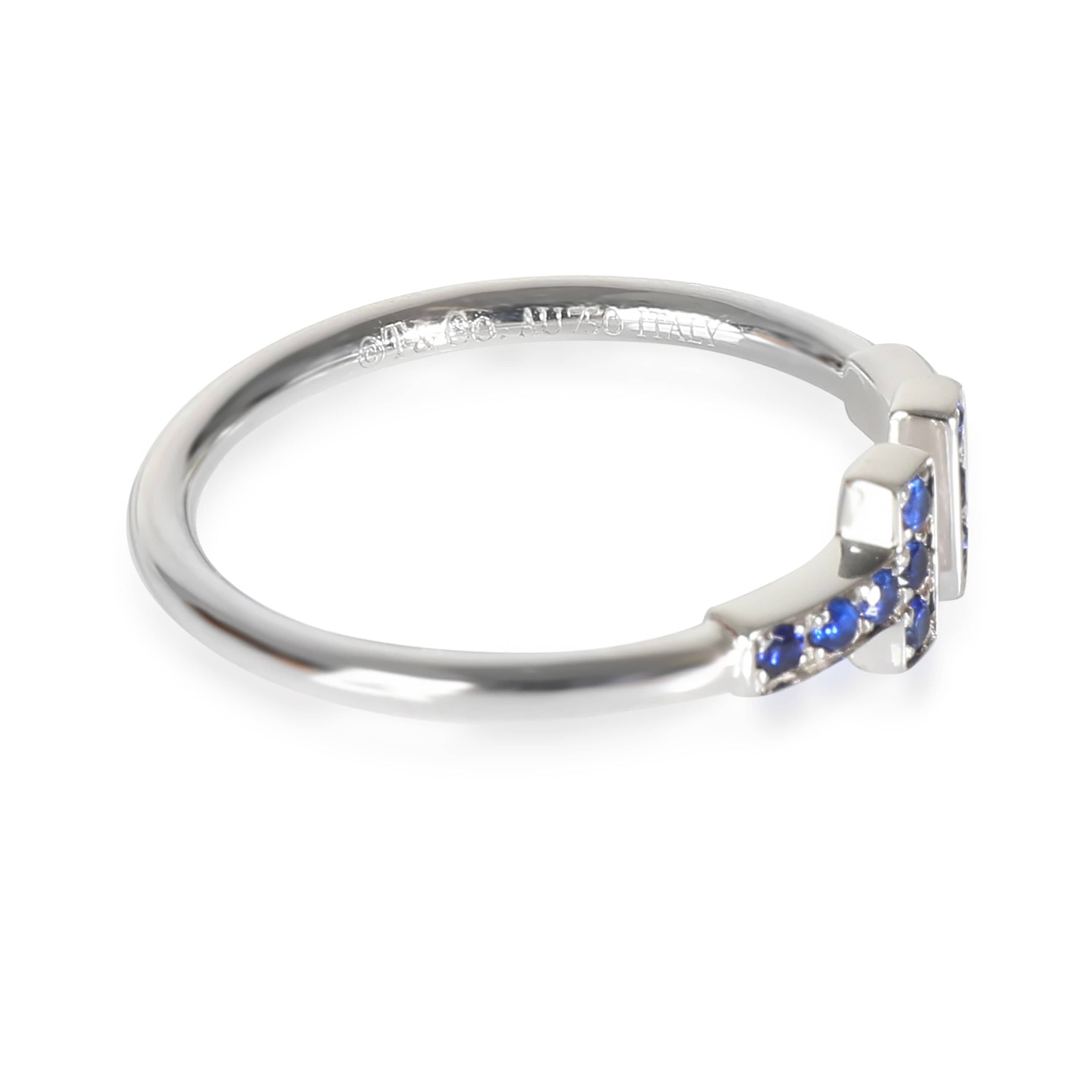 Tiffany & Co. T Wire Blue Sapphire Ring in 18k White Gold 0.14 CTW