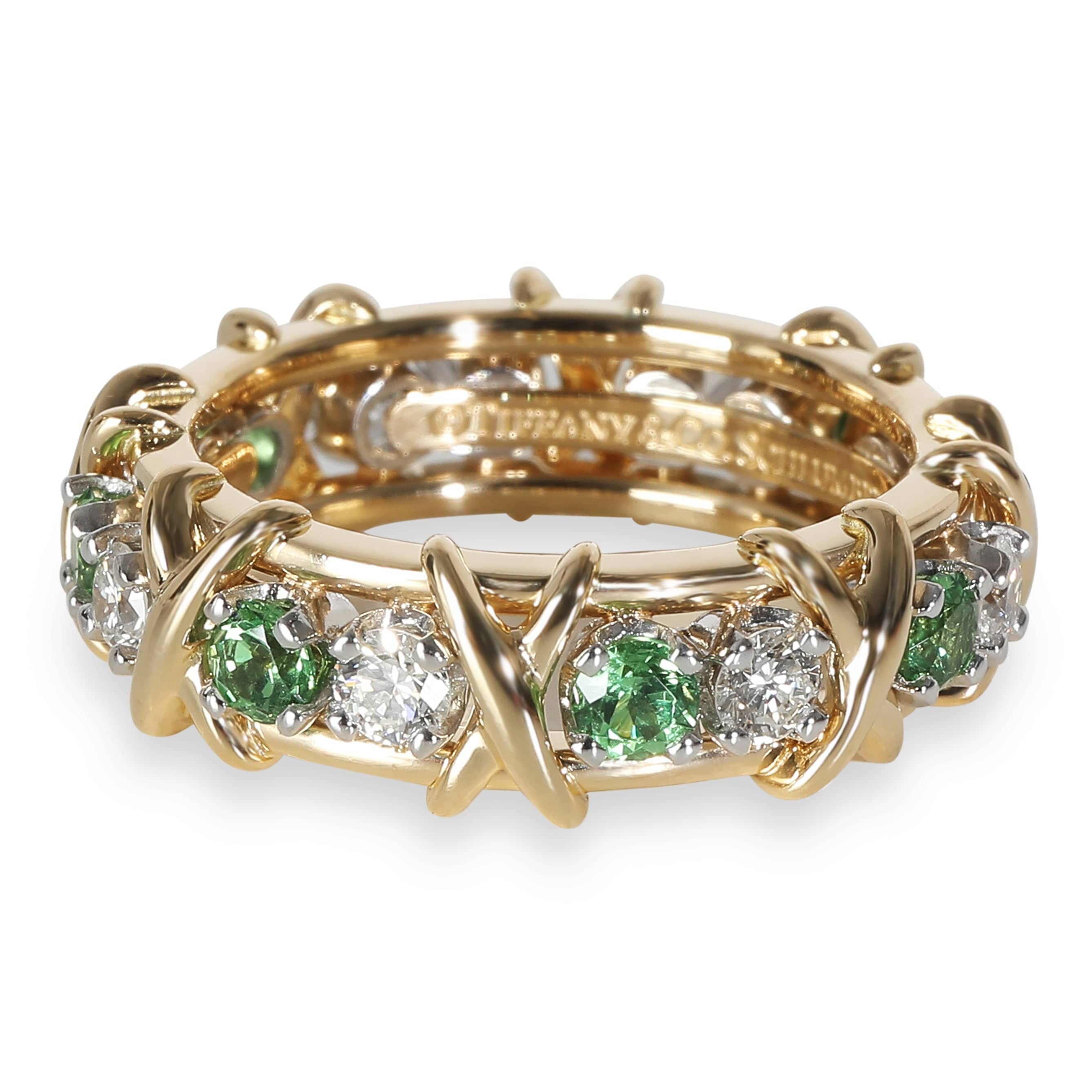 Tiffany & Co. Tiffany Schlumberger Tsavorite Diamond Band in 18k Yellow Gold/Platinum 0.