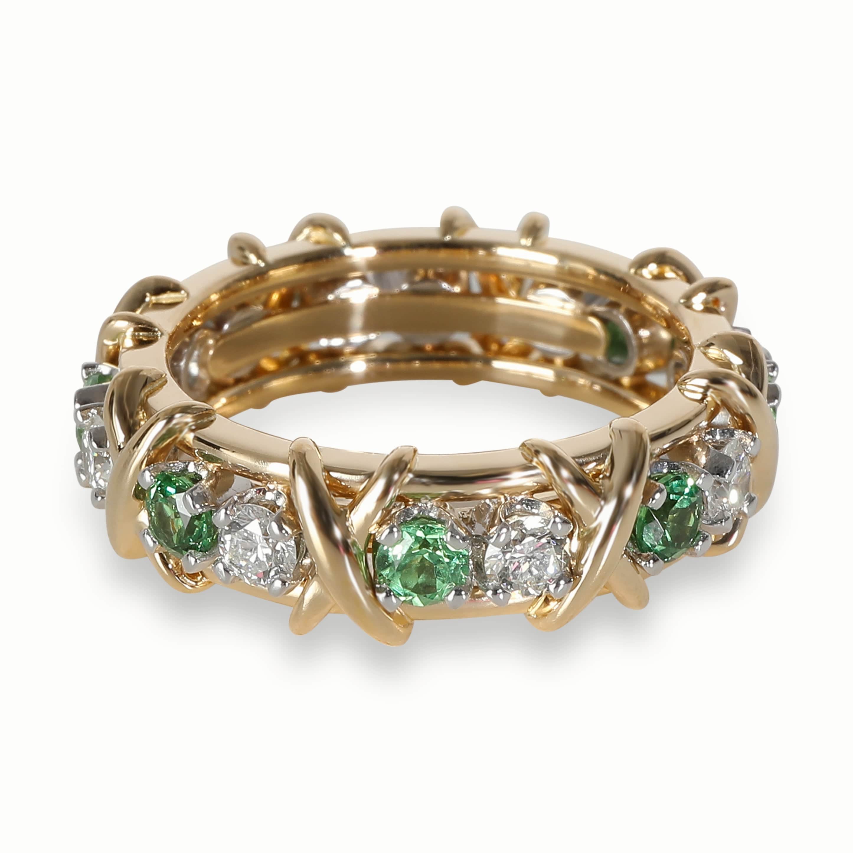 Tiffany & Co. Tiffany Schlumberger Tsavorite Diamond Band in 18k Yellow Gold/Platinum 0.