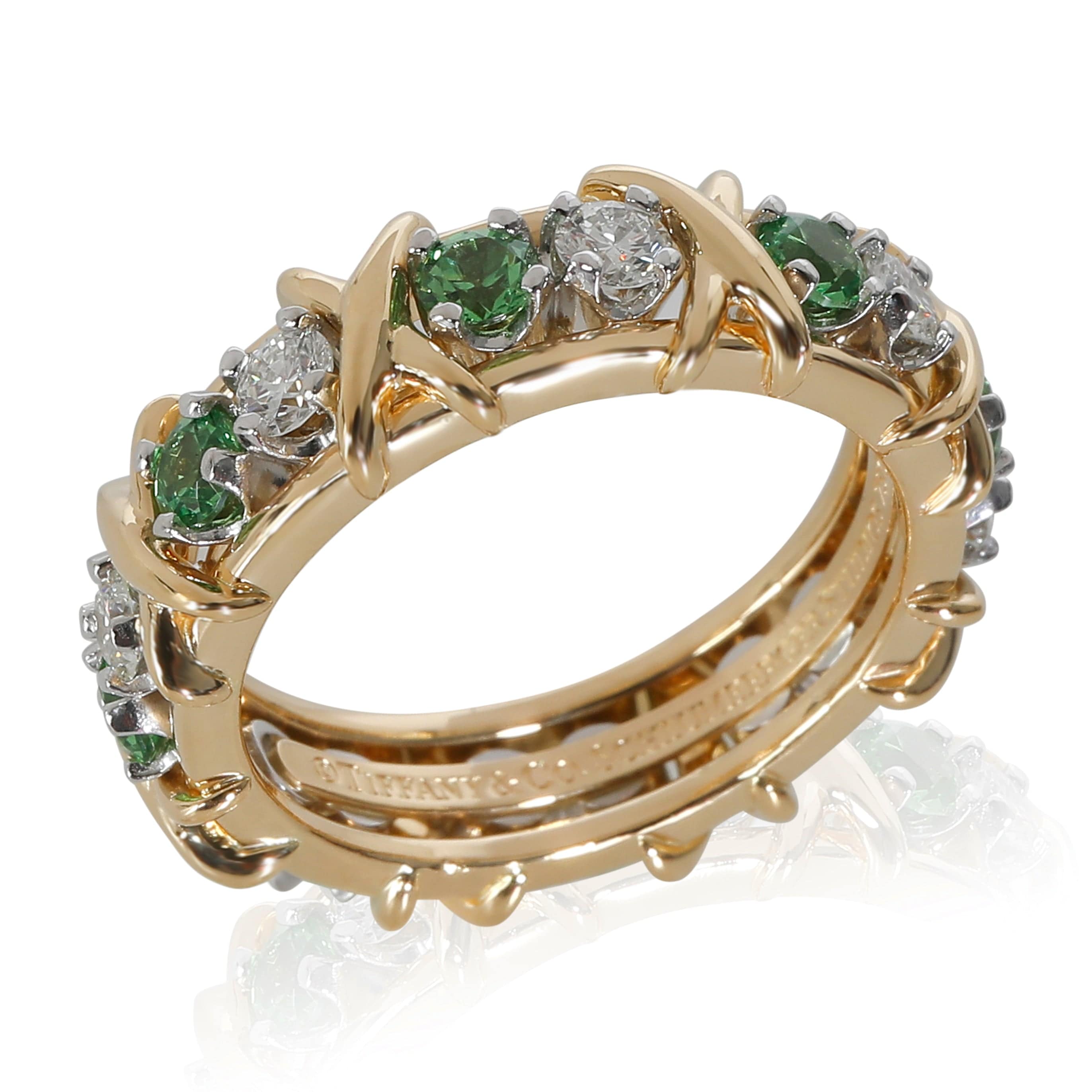 Tiffany & Co. Tiffany Schlumberger Tsavorite Diamond Band in 18k Yellow Gold/Platinum 0.