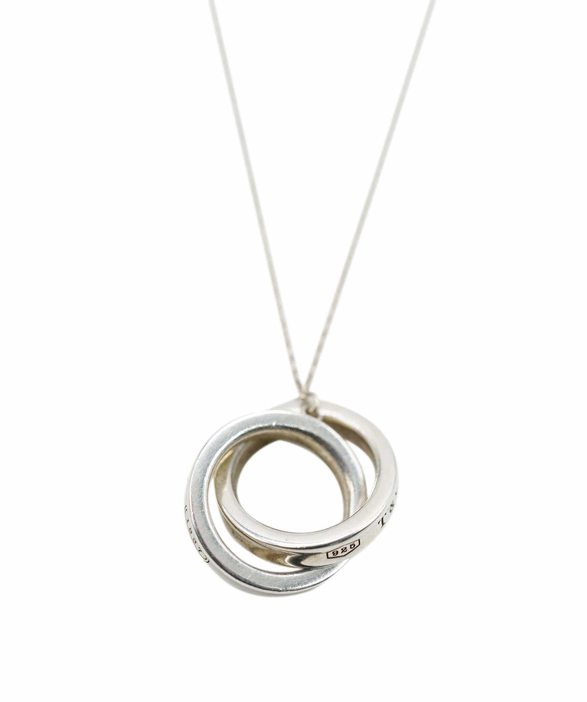 Tiffany Tiffany & Co. 1837 Interlocking Circles Sterling Silver Pendant, Small, on Chain, box AHC1324