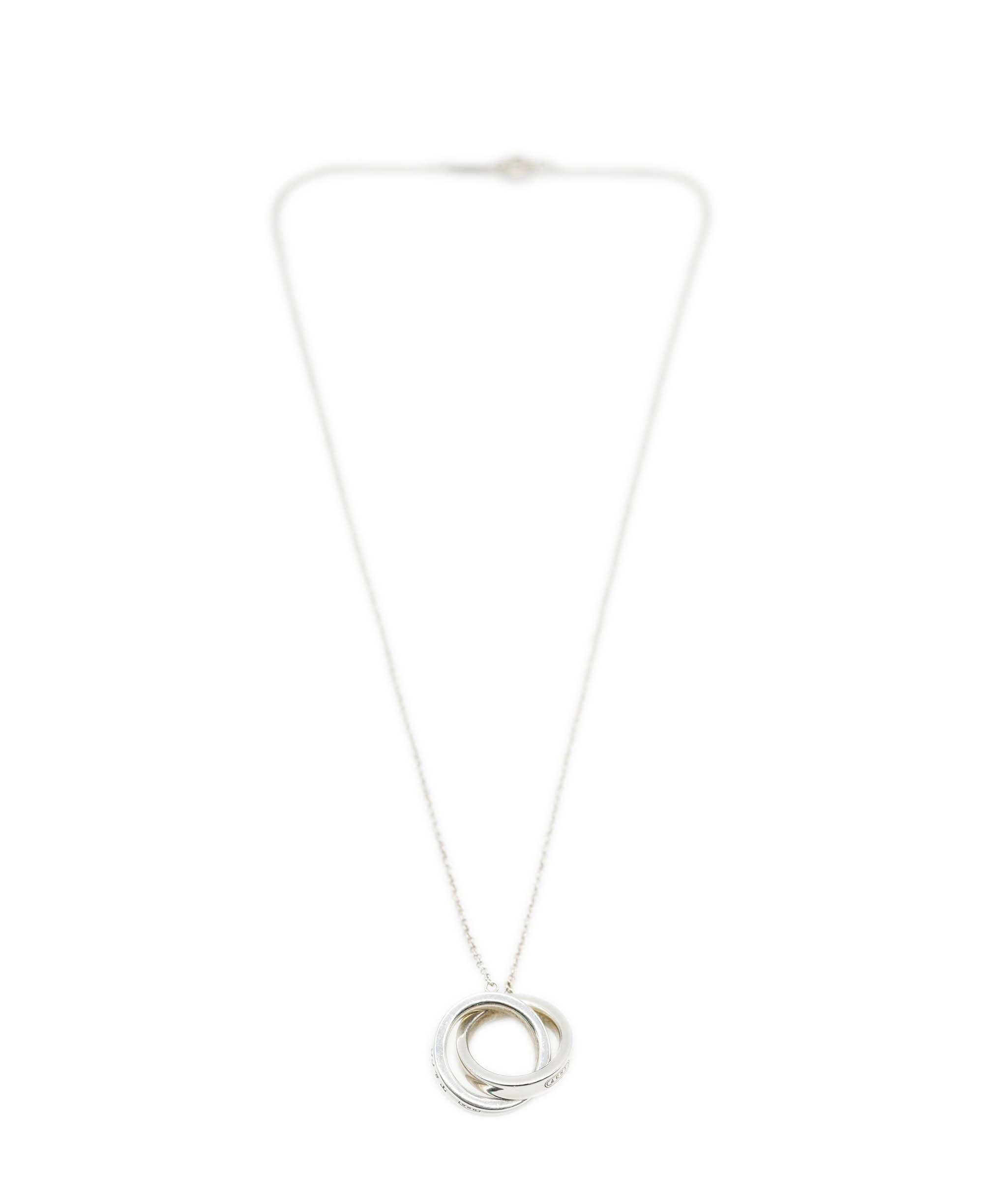 Tiffany Tiffany & Co. 1837 Interlocking Circles Sterling Silver Pendant, Small, on Chain, box AHC1324