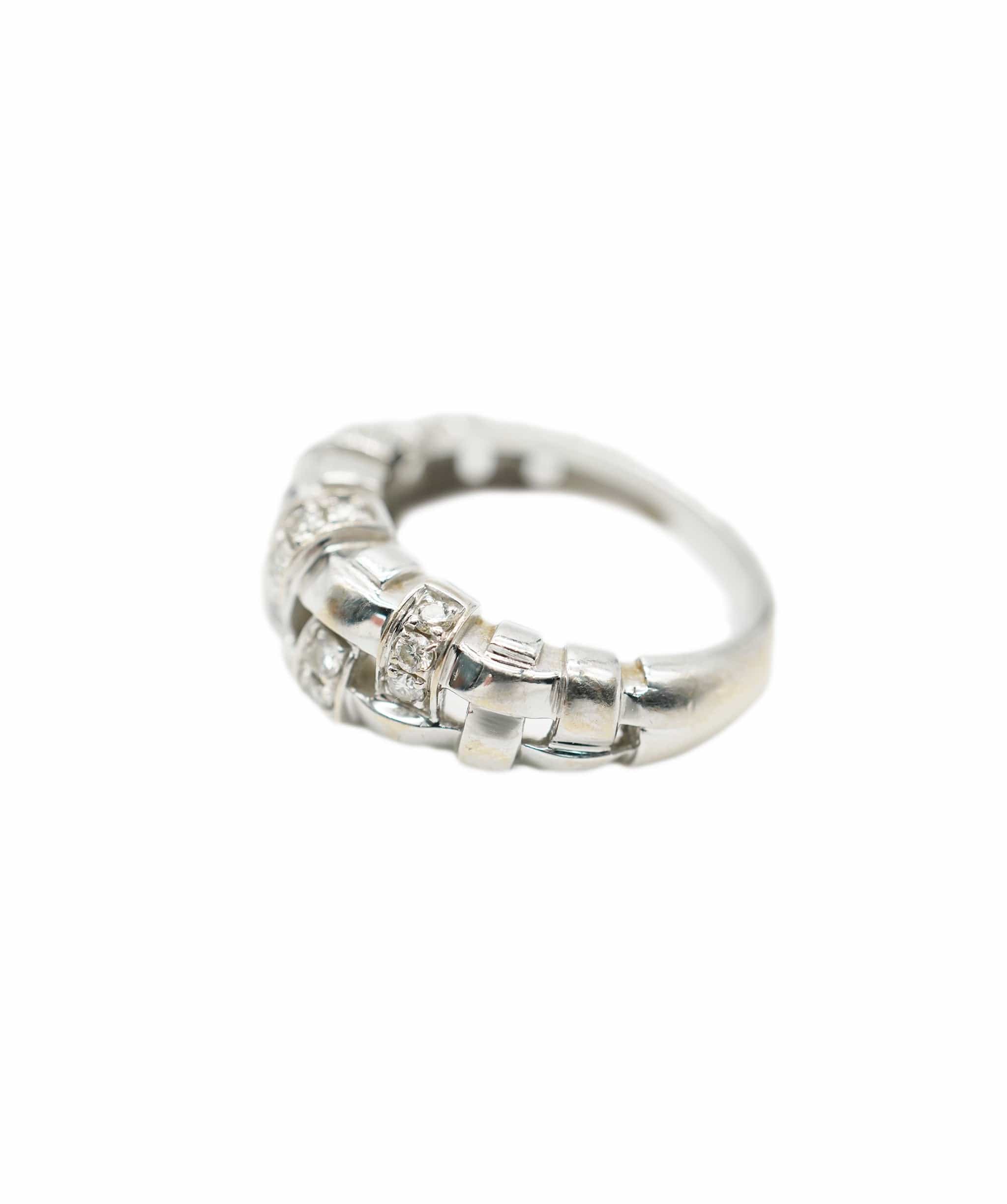 Tiffany Tiffany & Co. Diamond & White Gold Woven Ring ABC0393