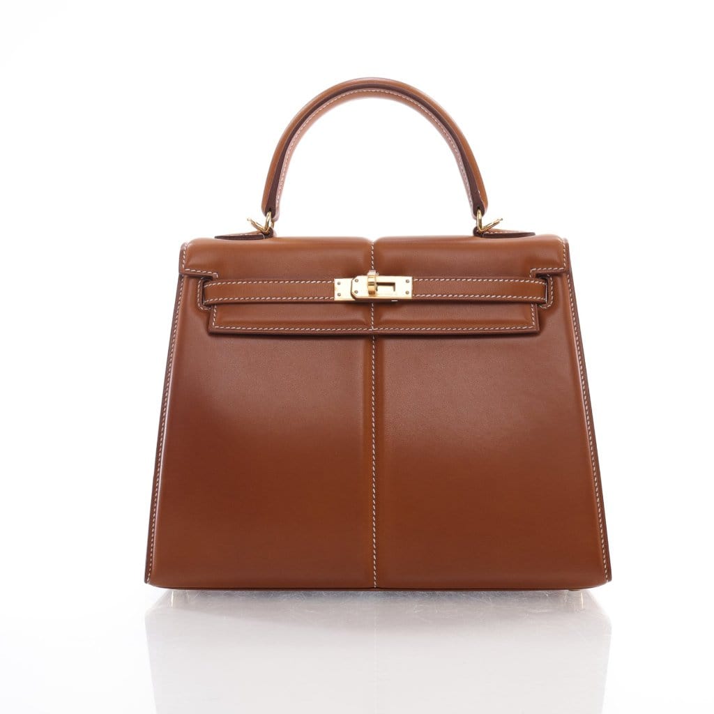 USA Hermes Padded Kelly 25 Gold Barenia