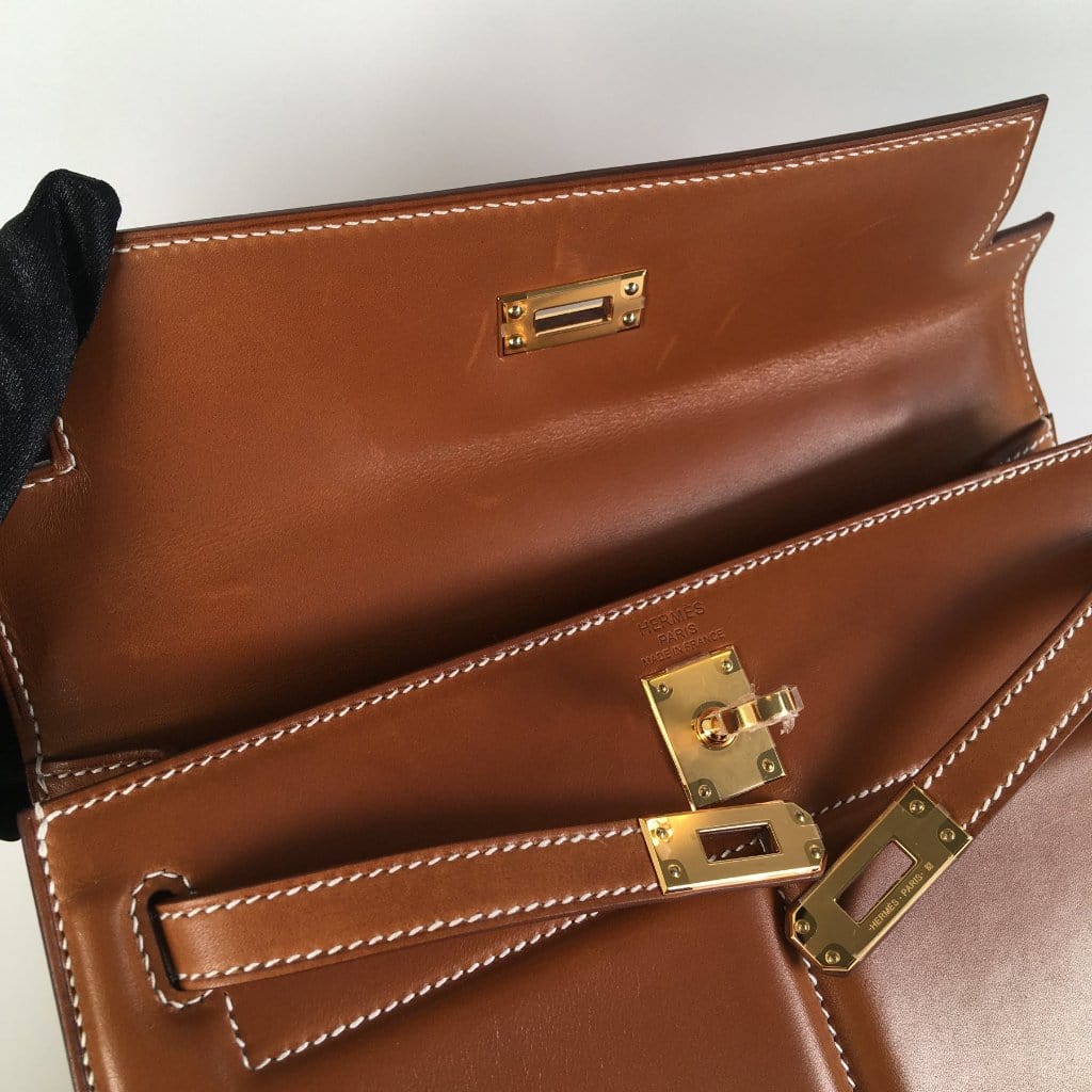 USA Hermes Padded Kelly 25 Gold Barenia