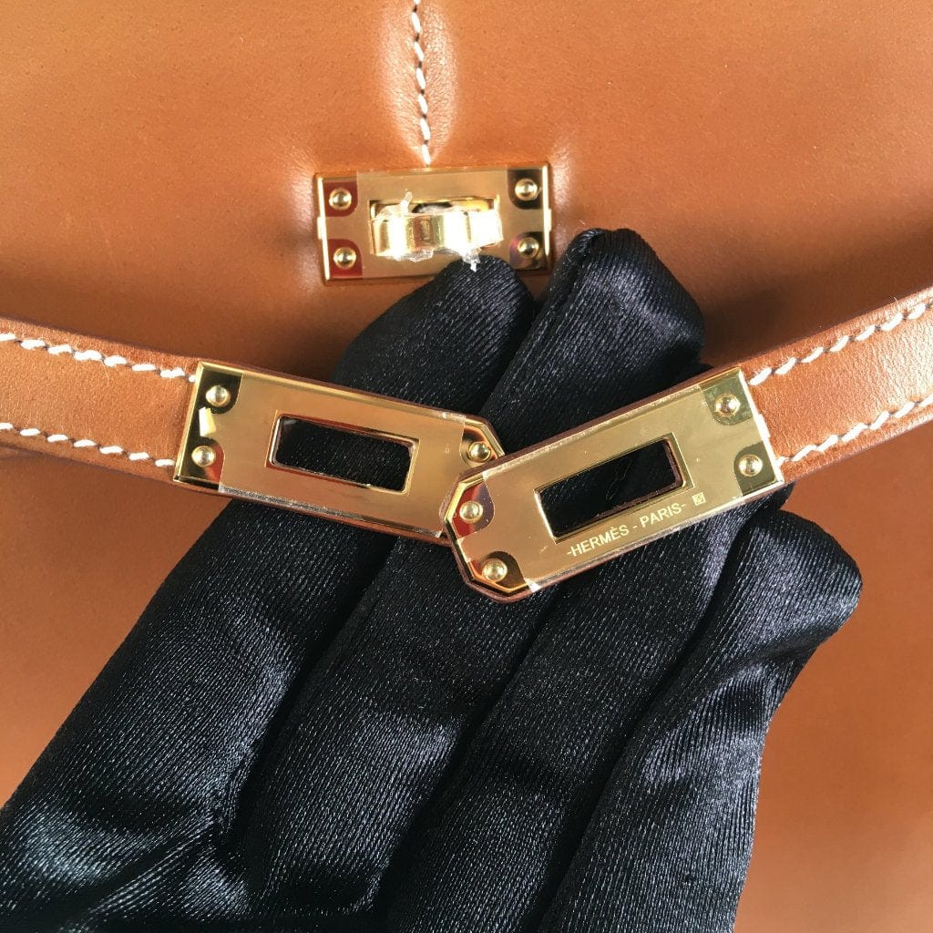 USA Hermes Padded Kelly 25 Gold Barenia