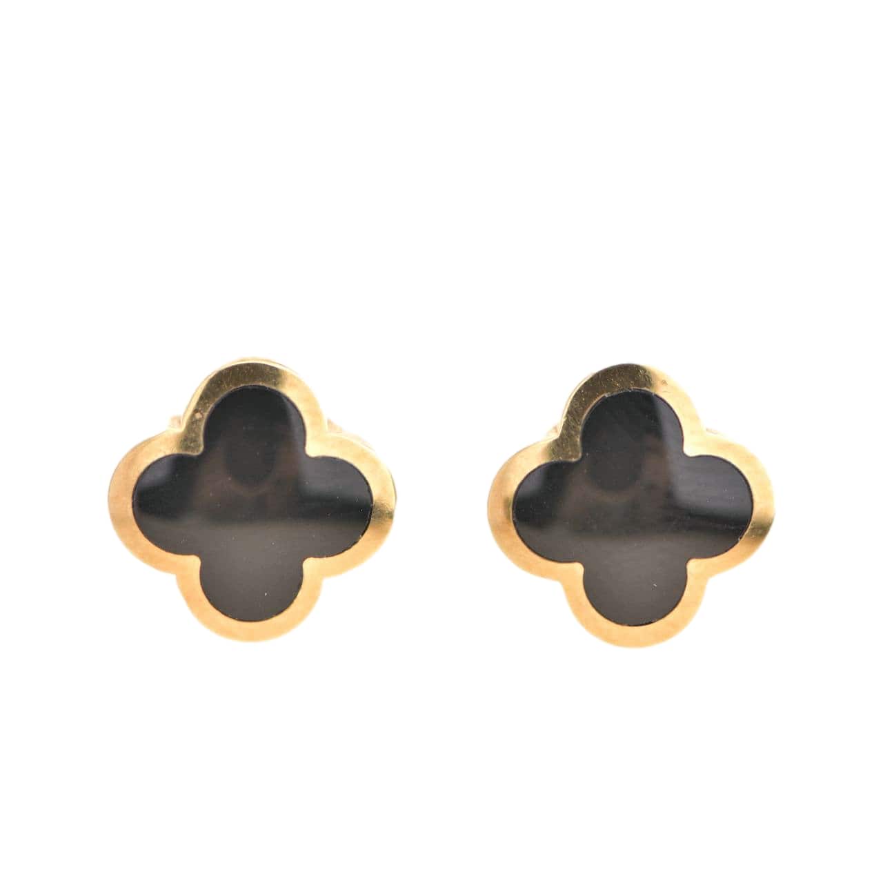 Van Cleef & Arpels Van Cleef & Arpels Pure Alhambra Onyx Yellow Gold Stud Earrings ASC4324