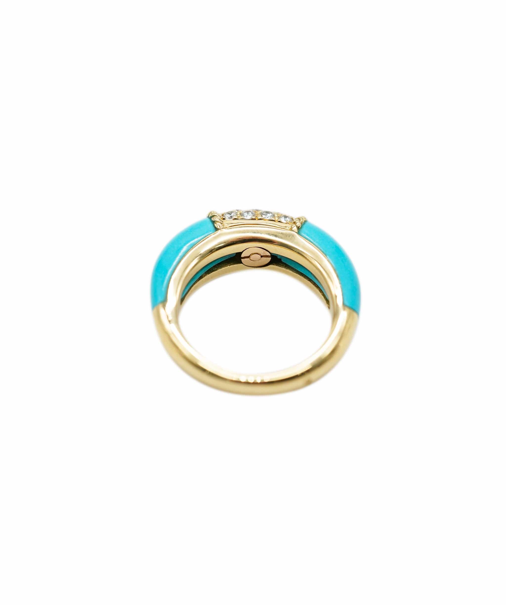 Van Cleef & Arpels Turquoise Perlee Ring Van Cleef Diamond Philippine  - AJC0671