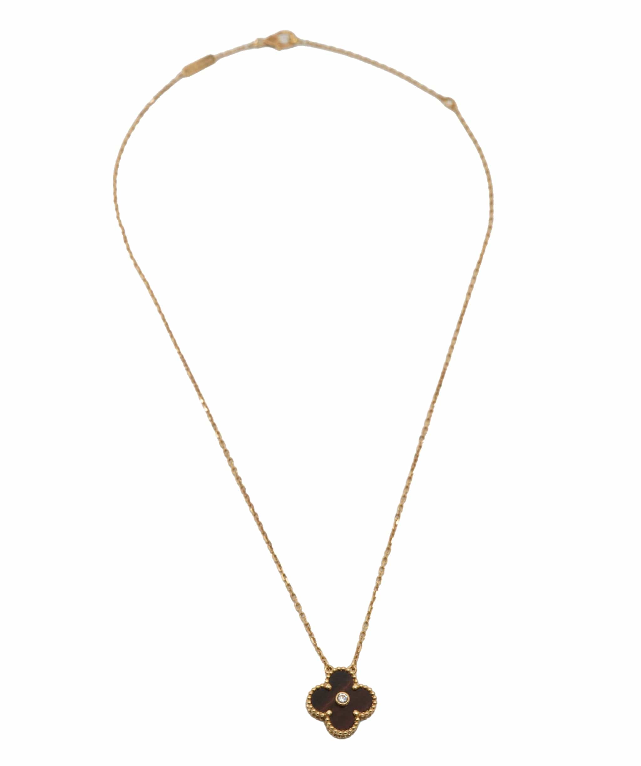 Van Cleef & Arpels Van Cleef & Arpels 2017 Alhambra Holiday "Bull's Eye" Tiger's Eye diamond pendant necklace ASL10658