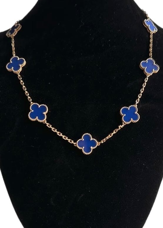 Van Cleef & Arpels Van Cleef & Arpels Vintage Alhambra 10-Motif Blue Agate YG Necklace SKC1676