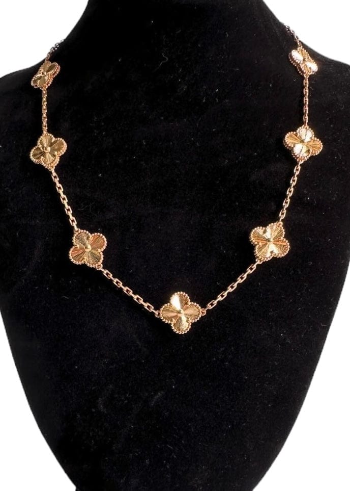 Van Cleef & Arpels Van Cleef & Arpels Vintage Alhambra 10-Motif Guilloche YG Necklace SKC1677