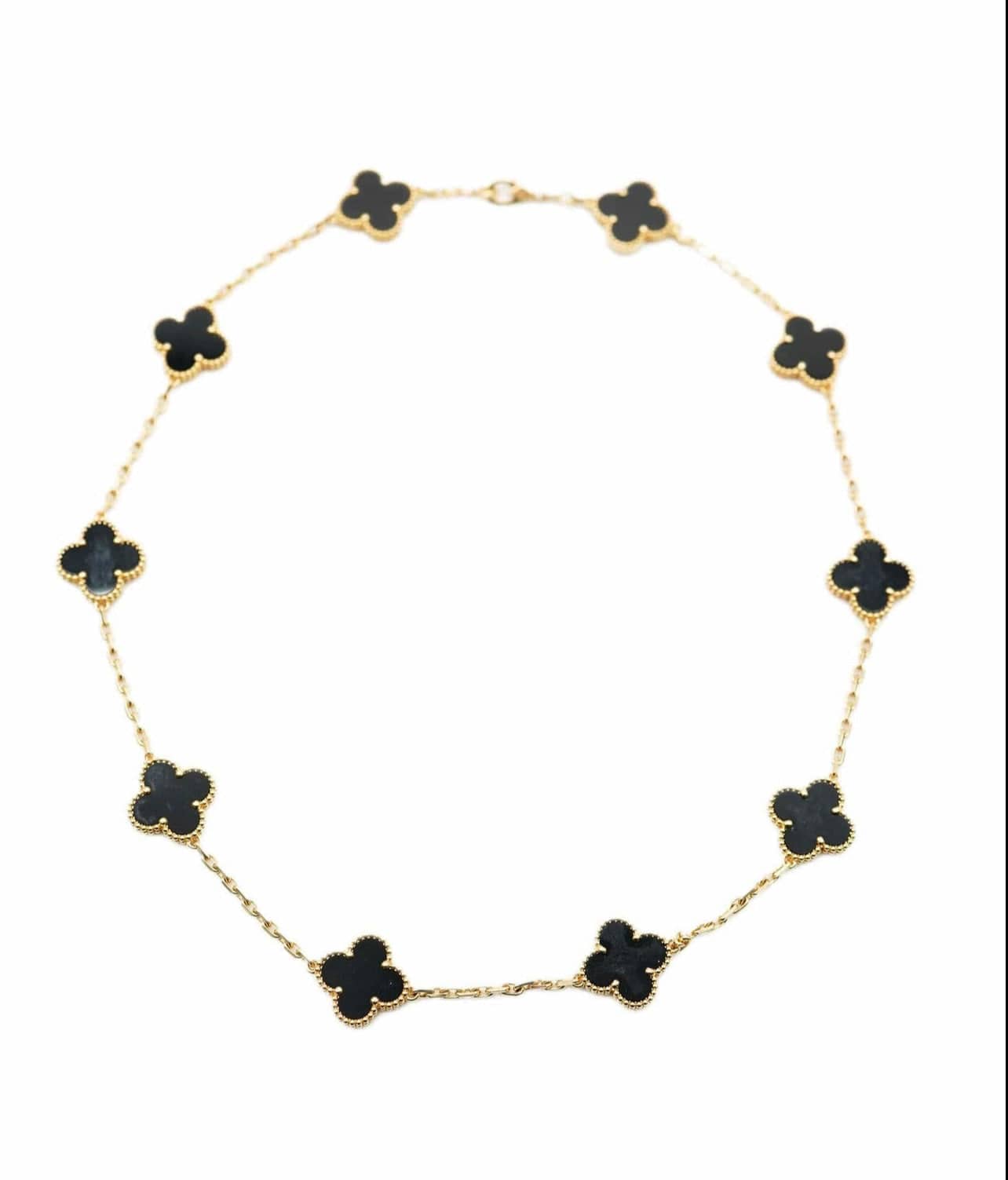 Van Cleef & Arpels Van Cleef & Arpels Vintage Alhambra 10-Motif Onyx YG Necklace  SKC1714