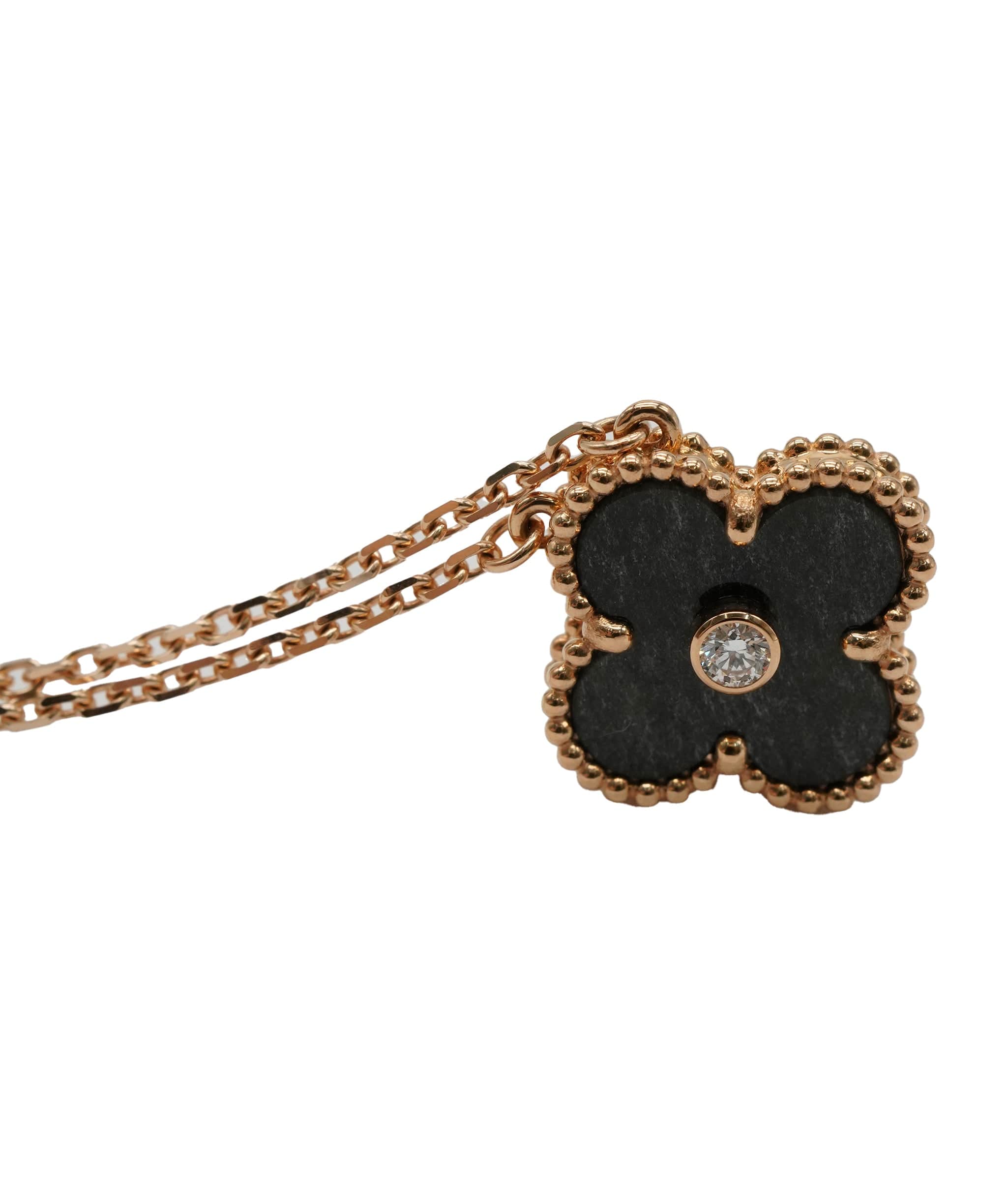 Van Cleef & Arpels Van Cleef & Arpels Vintage Alhambra 2023 Holiday Pendant Rose Gold and black Obsidian ASL10656