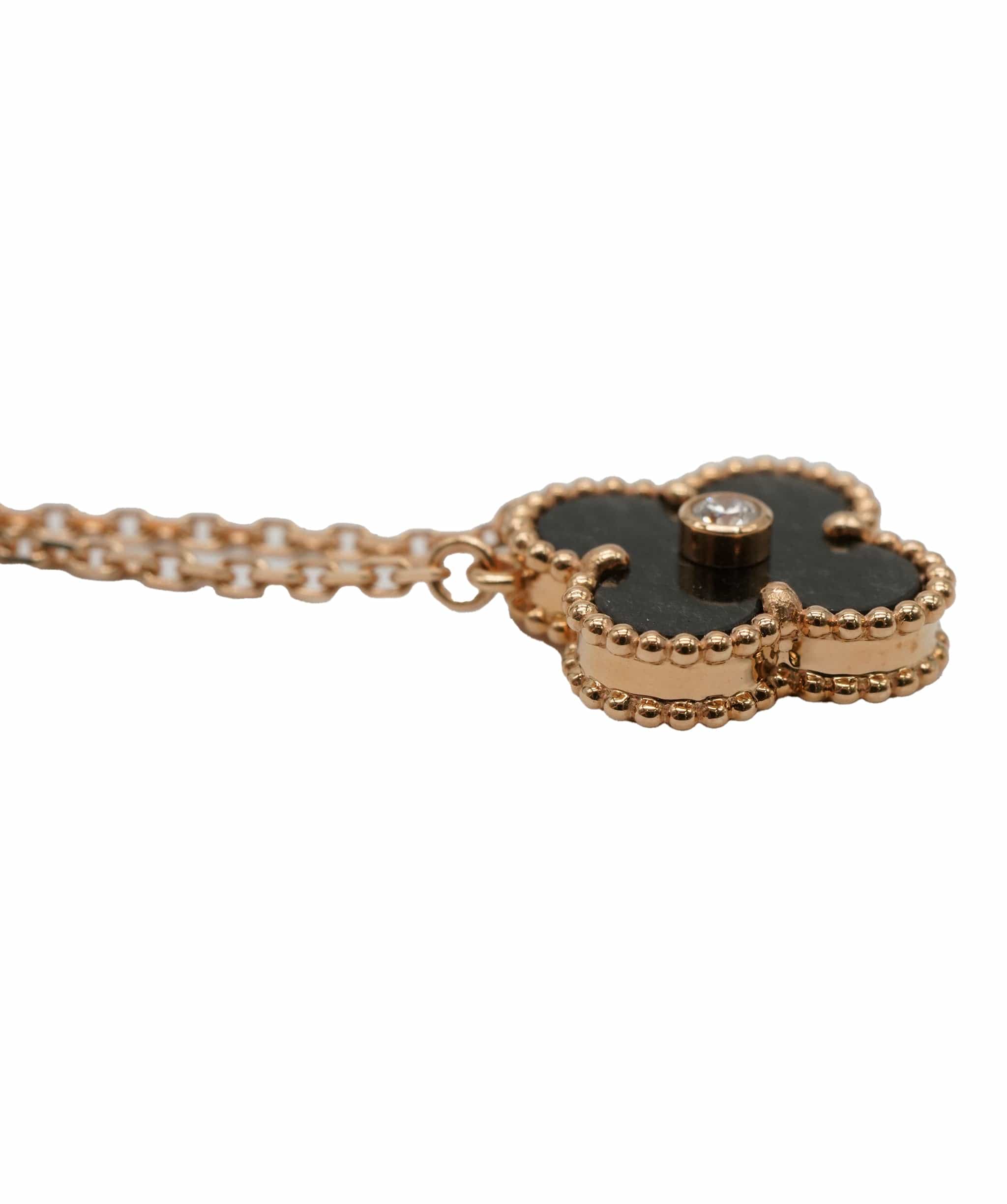 Van Cleef & Arpels Van Cleef & Arpels Vintage Alhambra 2023 Holiday Pendant Rose Gold and black Obsidian ASL10656