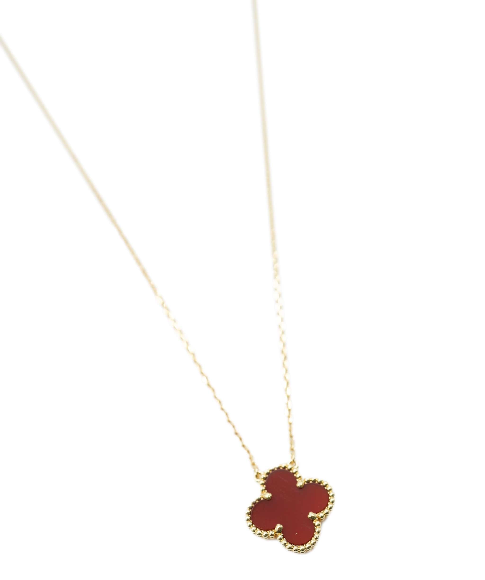 Van Cleef & Arpels Van Cleef & Arpels Vintage Alhambra Carnelian Yellow Gold Necklace ASL10532