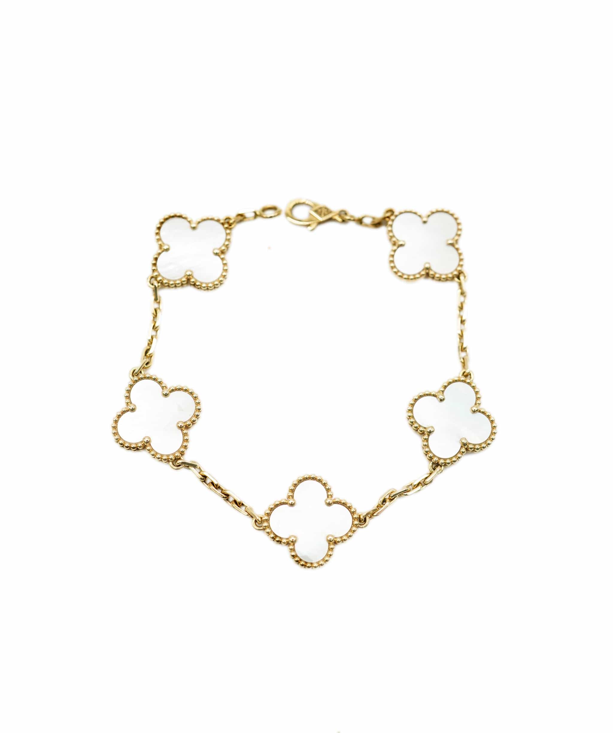 Van Cleef & Arpels Van Cleef & Arpels Vintage Alhambra Mother Of Pearl Yellow Gold Bracelet ABC0726