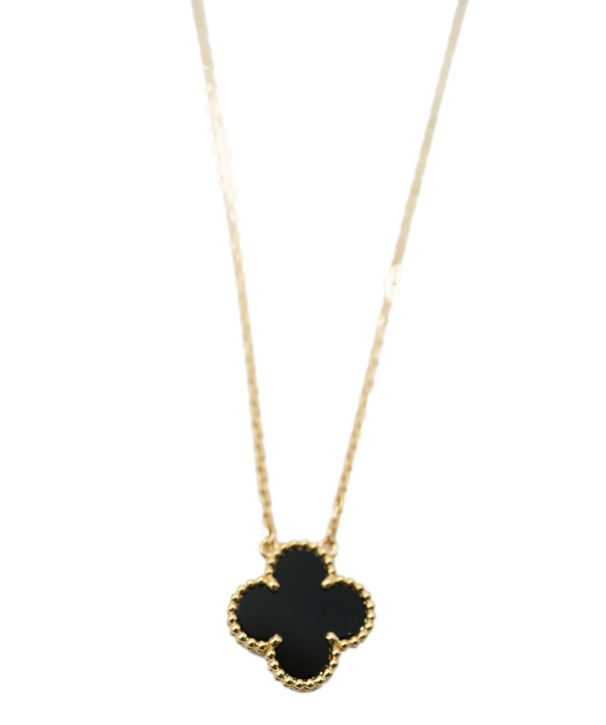 Van Cleef & Arpels Van Cleef & Arpels Vintage Alhambra Onyx Yellow Gold Pendant Necklace ASL10533