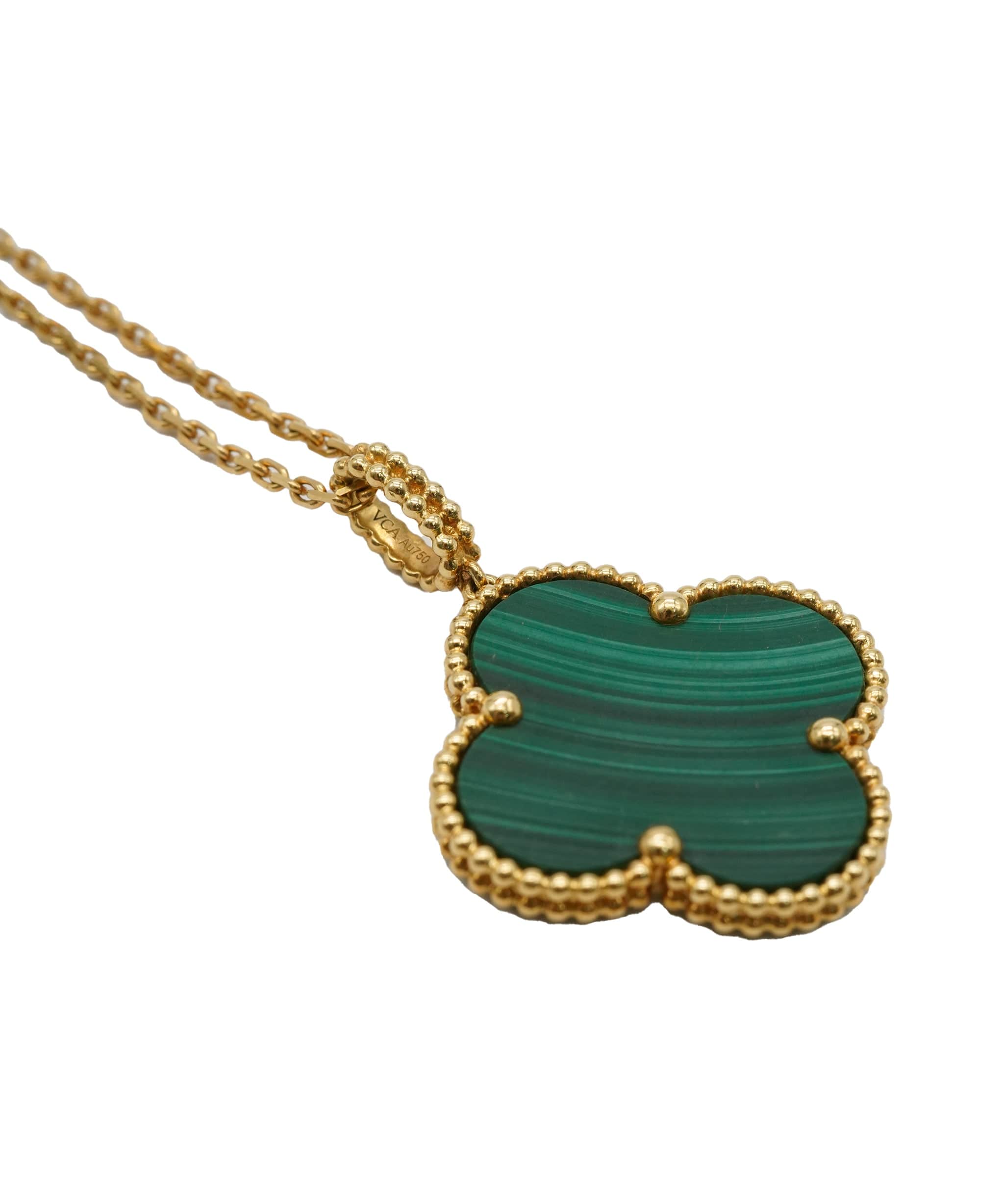 Van Cleef & Arpels Van Cleef & Arpels Yellow Gold Malachite Magic Alhambra pendant necklace ASL10655