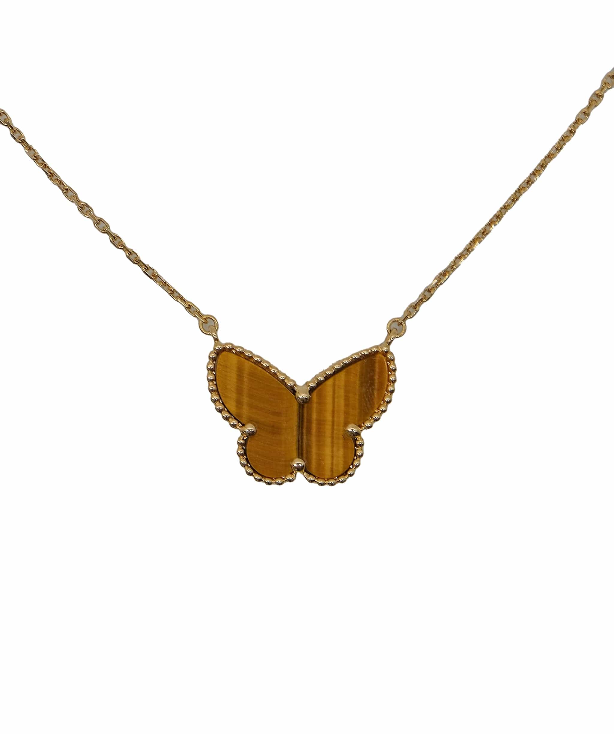 Van Cleef & Arpels VCA Magic Tiger Eye Necklace Butterfly DXBS0272