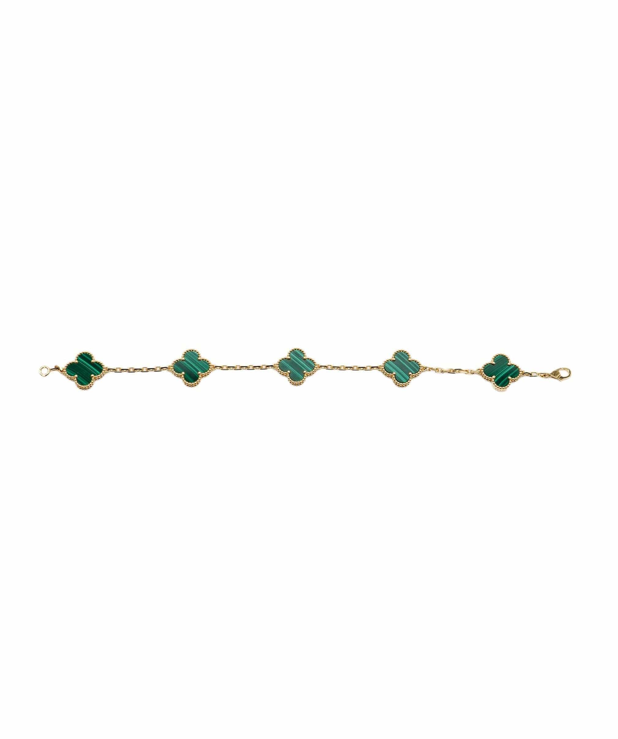 Van Cleef & Arpels Veef & Arpels Malachite Vintage Alhambra bracelet 18 carat yellow goldan ClAHL1073