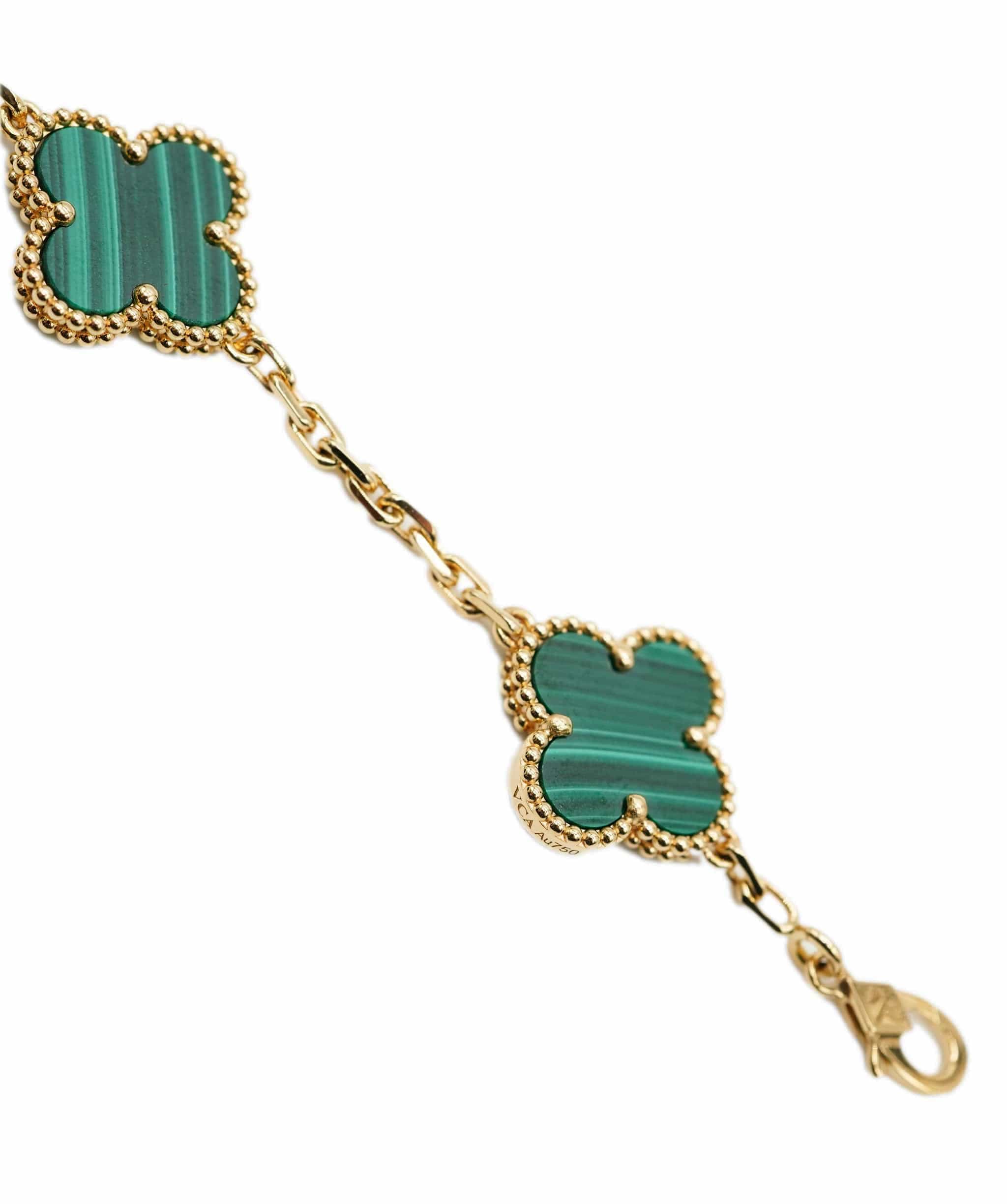 Van Cleef & Arpels Veef & Arpels Malachite Vintage Alhambra bracelet 18 carat yellow goldan ClAHL1073